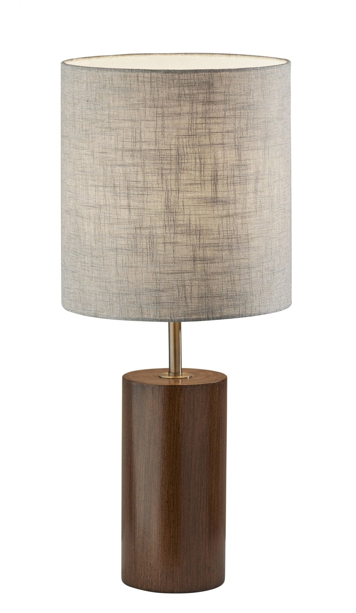 Black Wood Circular Block Table Lamp - Tuesday Morning-Table Lamps