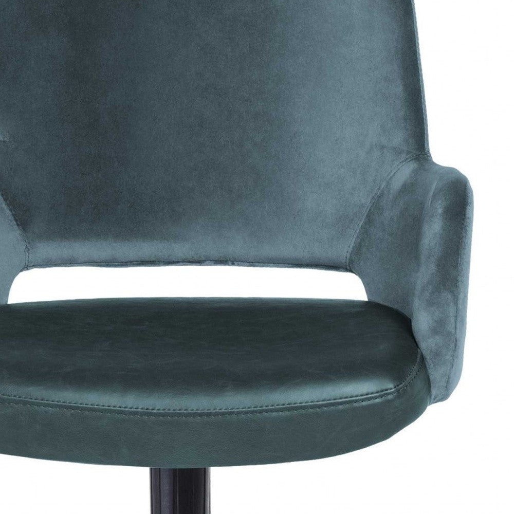 Blue and Black Adjustable Swivel Fabric Rolling Task Chair - Tuesday Morning-Office Chairs