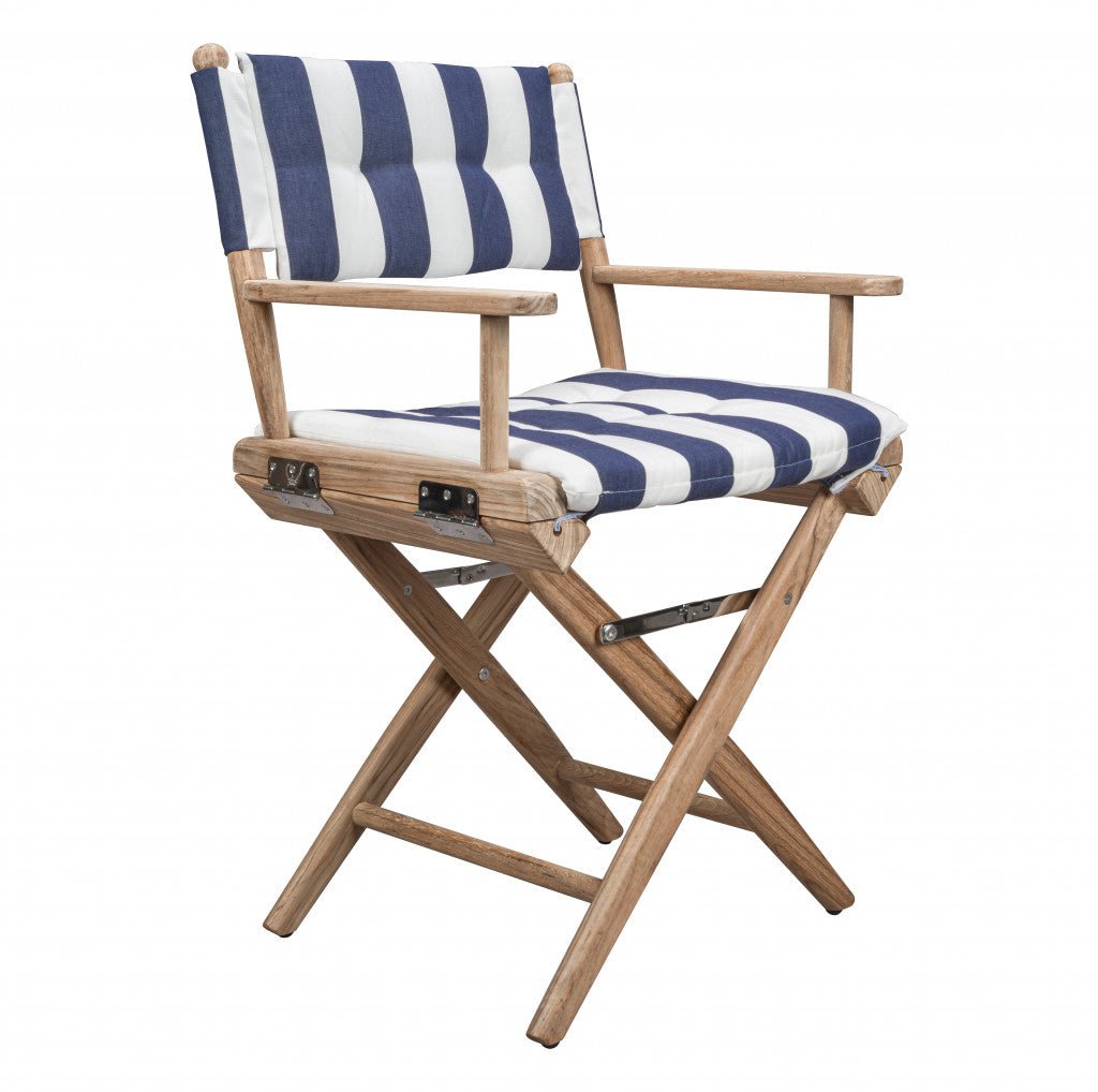 Blue-and-White-And-Brown-Solid-Wood-Director-Chair-With-Blue-and-White-Cushion-Outdoor-Chairs