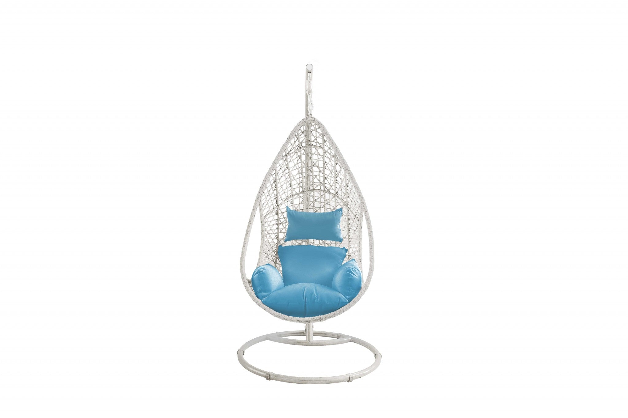 Blue-And-White-Metal-Swing-Chair-With-Cushion-Outdoor-Chairs