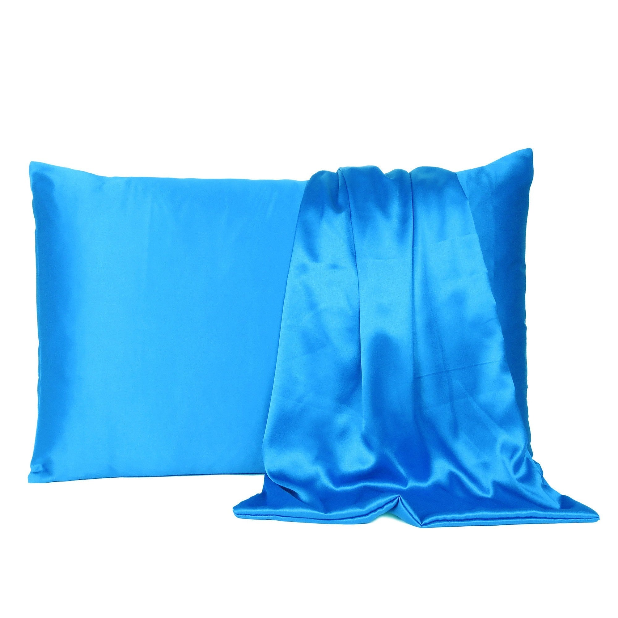 Blue Dreamy Set Of 2 Silky Satin Queen Pillowcases - Tuesday Morning-Bed Sheets