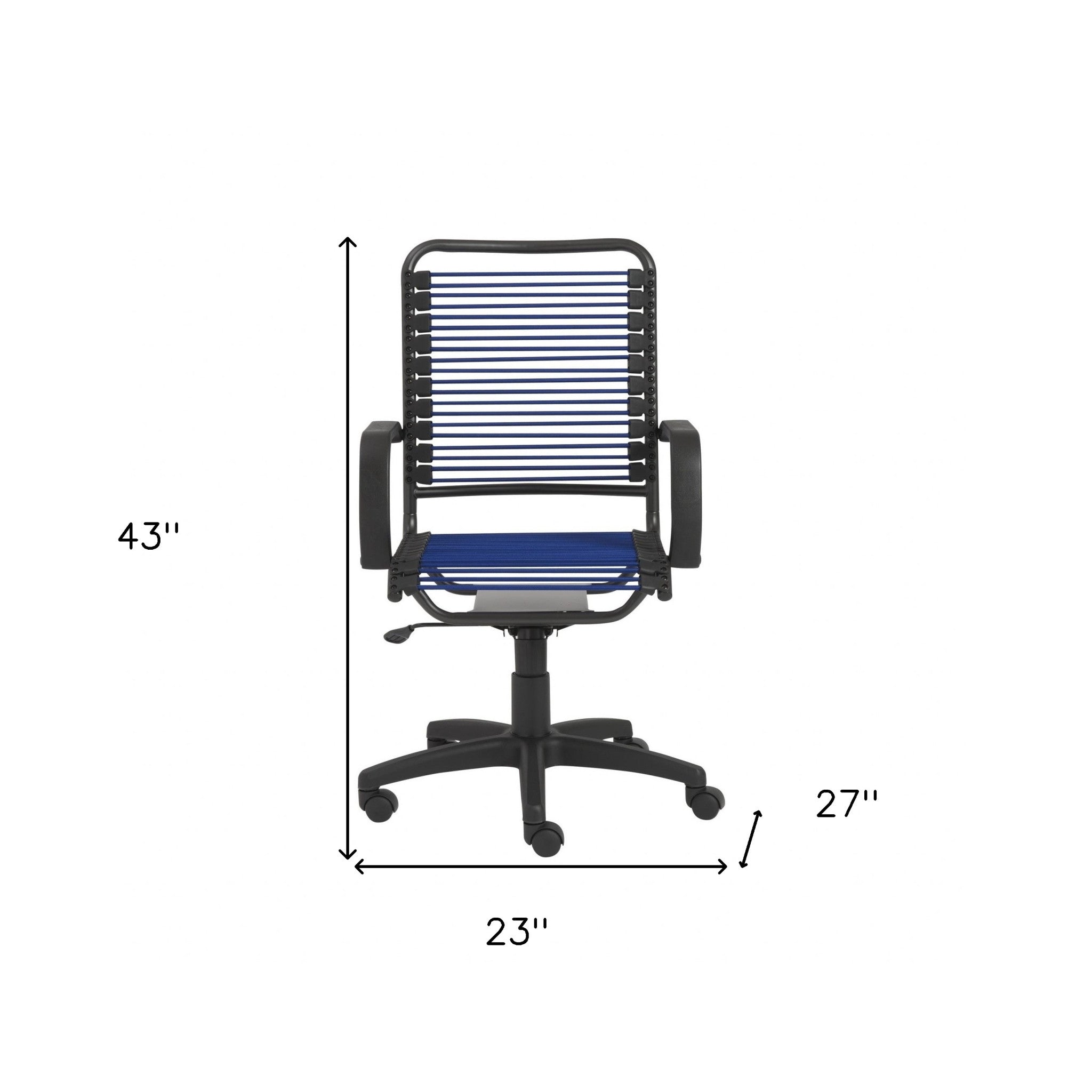 Blue Swivel Adjustable Task Chair Bungee Back Steel Frame - Tuesday Morning-Office Chairs