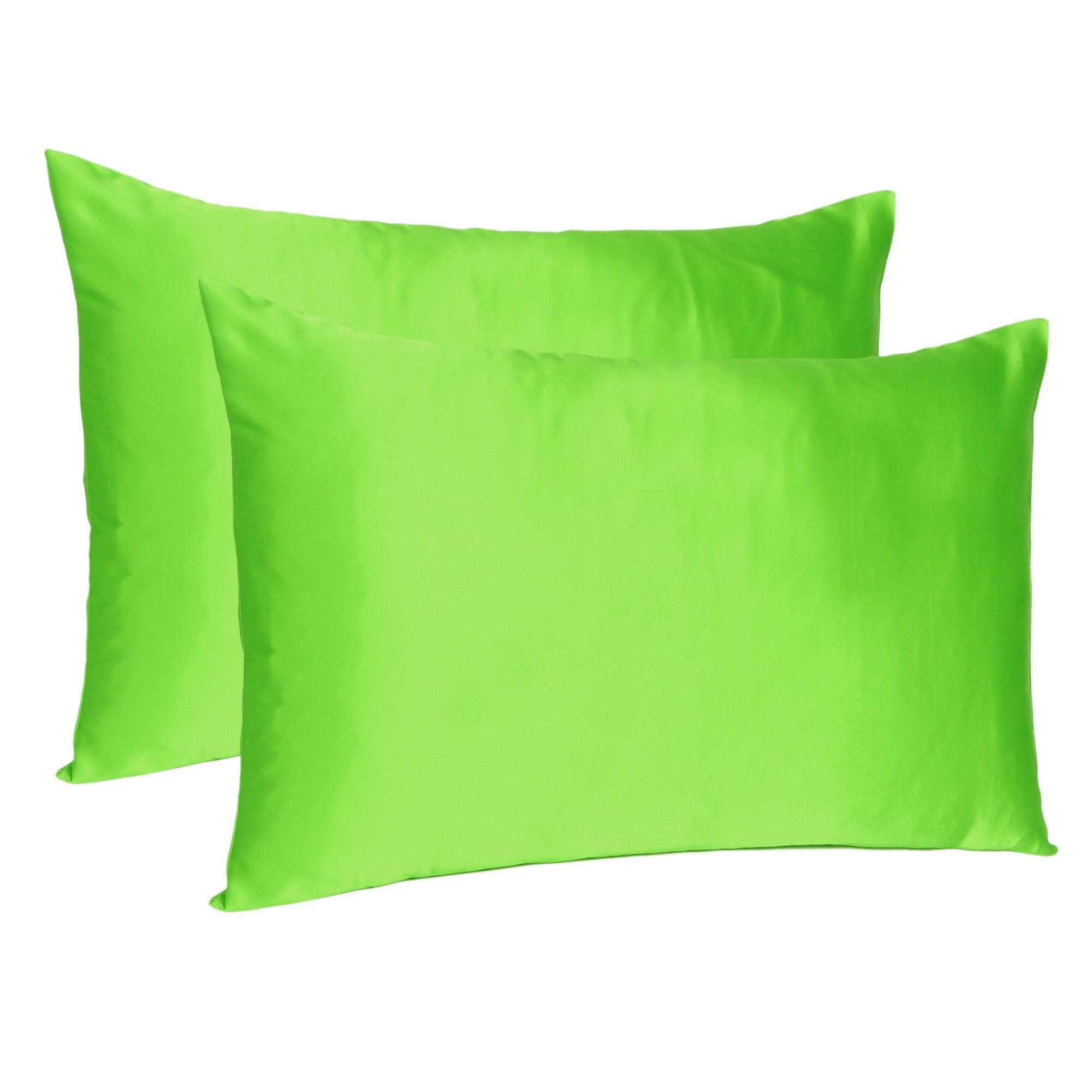 Bright-Green-Dreamy-Set-Of-2-Silky-Satin-King-Pillowcases-Pillowcases