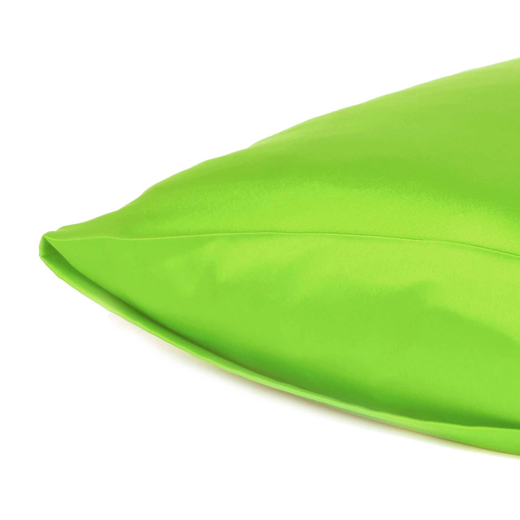 Bright Green Dreamy Set Of 2 Silky Satin King Pillowcases - Tuesday Morning-Bed Sheets
