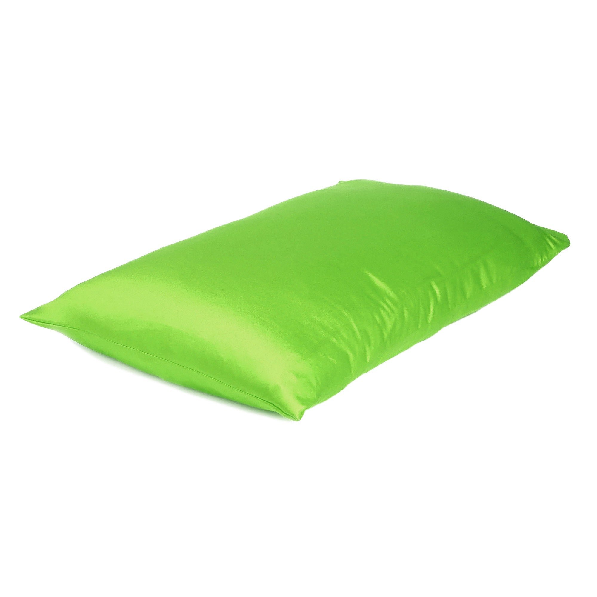 Bright Green Dreamy Set Of 2 Silky Satin Queen Pillowcases - Tuesday Morning-Bed Sheets