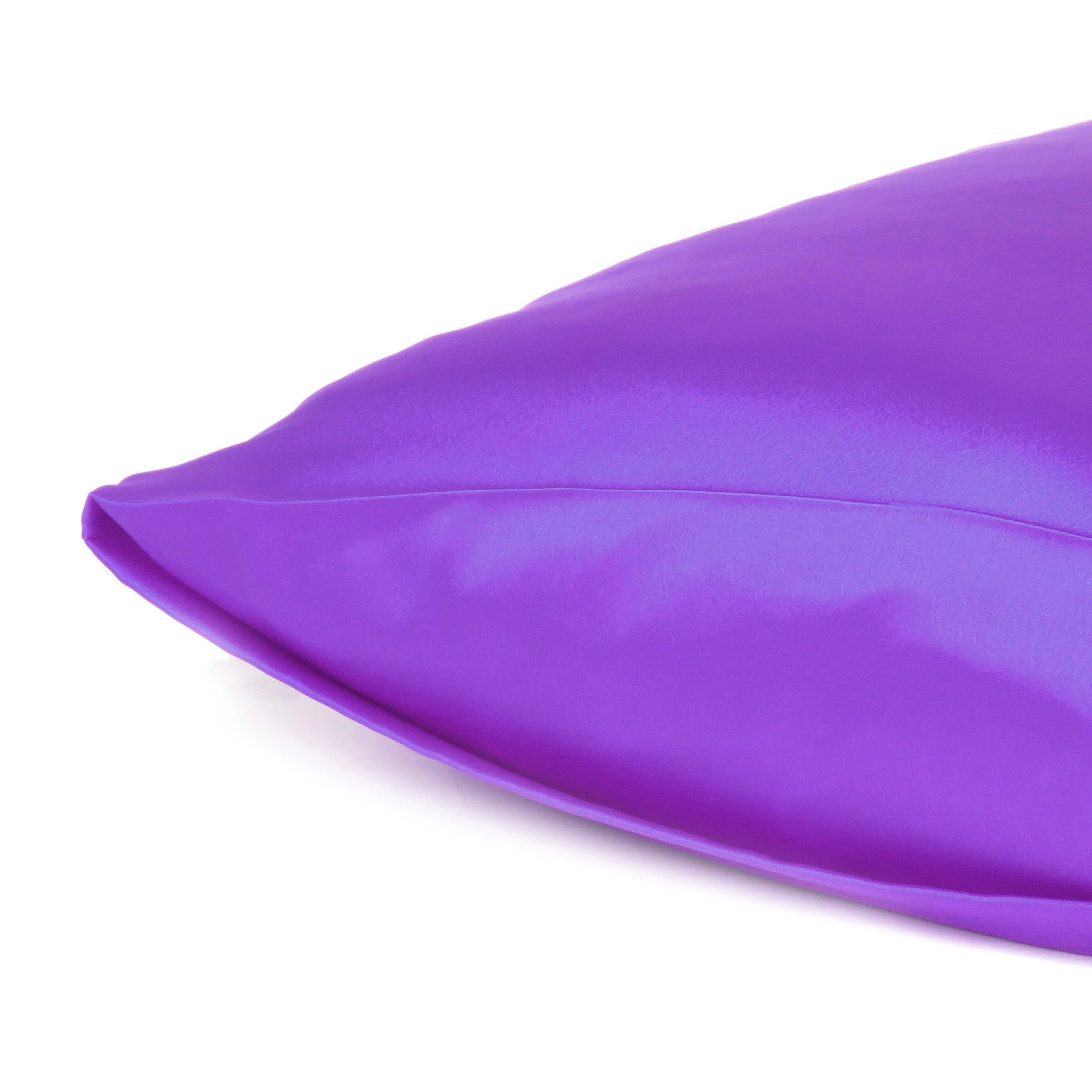 Bright Purple Dreamy Set Of 2 Silky Satin King Pillowcases - Tuesday Morning-Bed Sheets