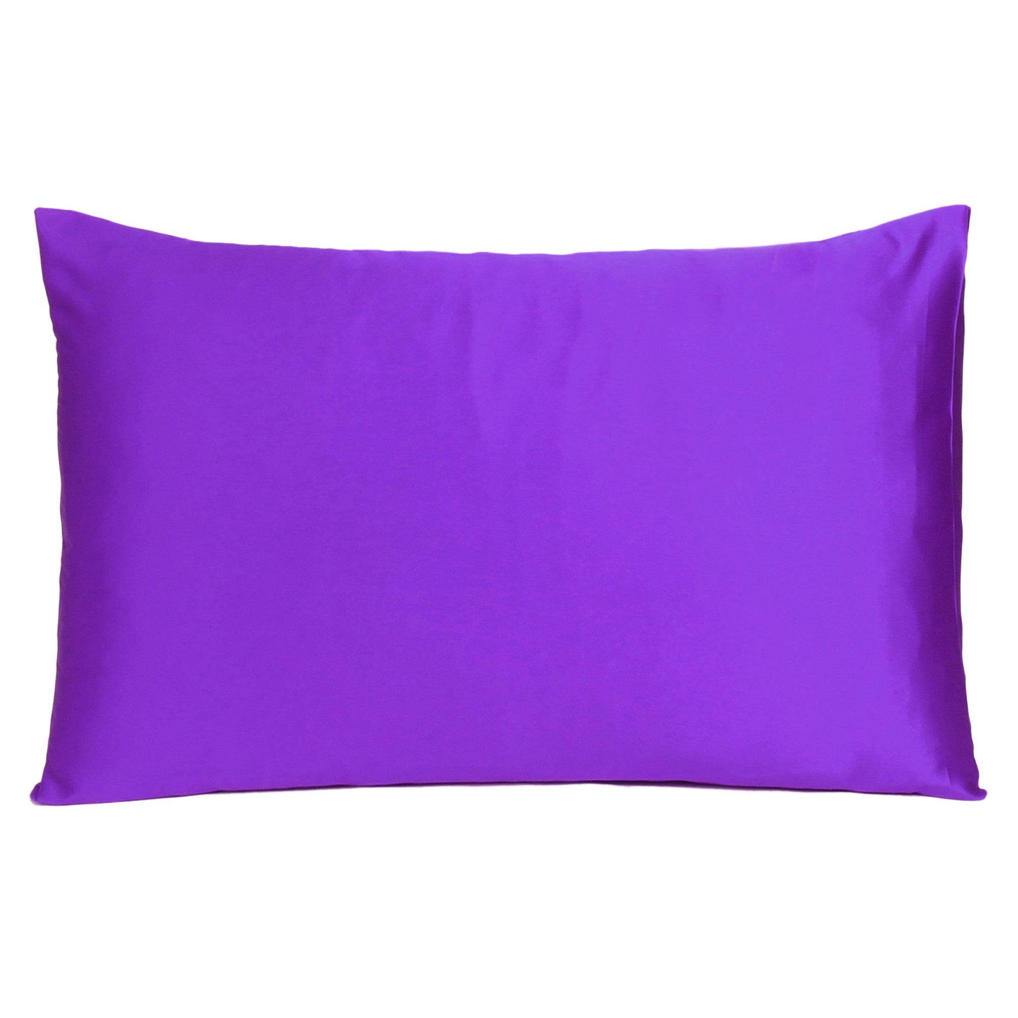 Bright Purple Dreamy Set Of 2 Silky Satin Standard Pillowcases - Tuesday Morning-Bed Sheets