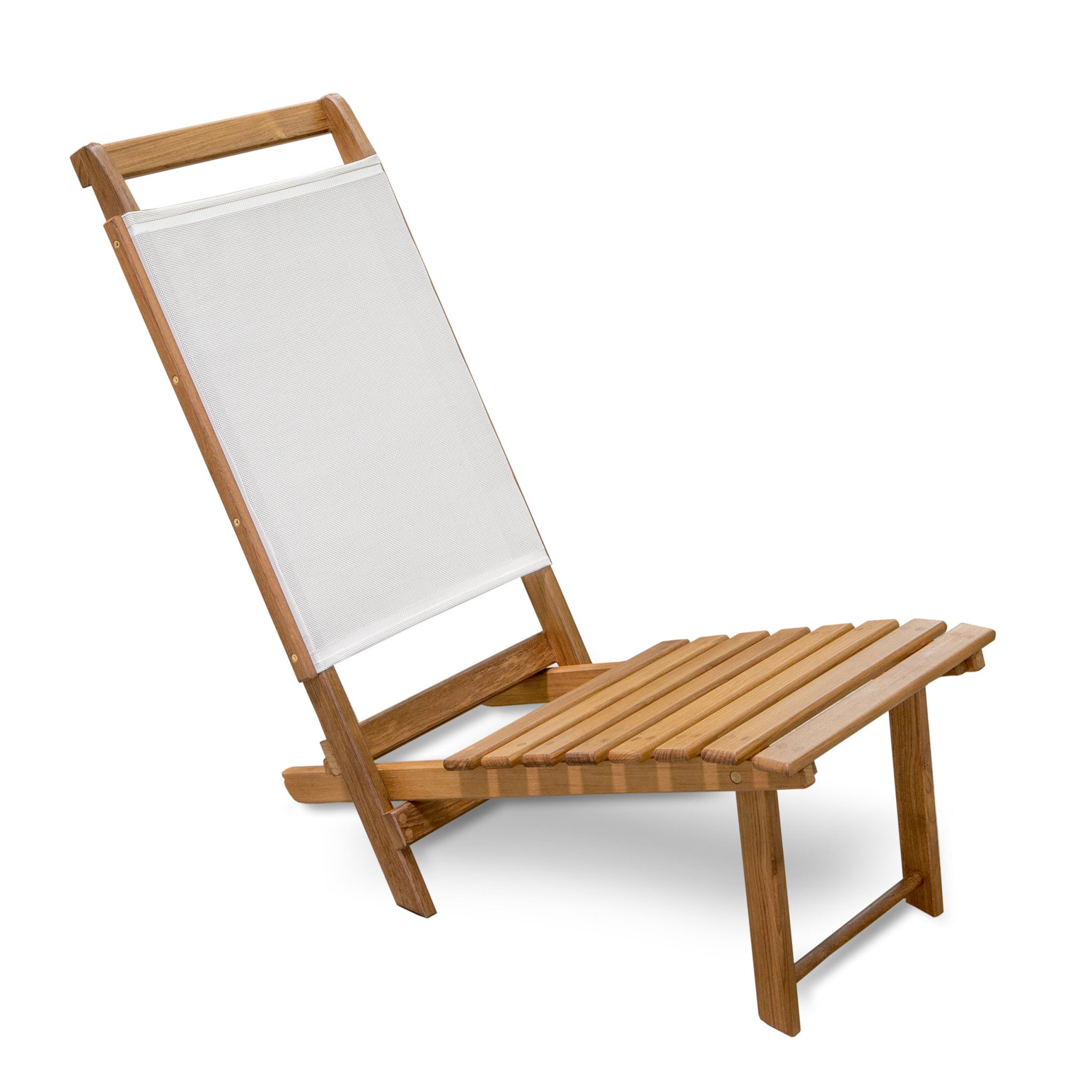 Brown And Brown and White Solid Wood Deck Chair - Tuesday Morning-Outdoor Chairs