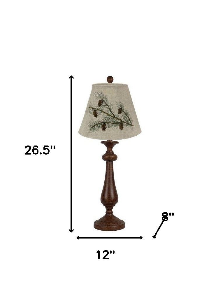 Brown Candlestick Forest Pinecone Tree Shade Table Lamp - Tuesday Morning-Table Lamps