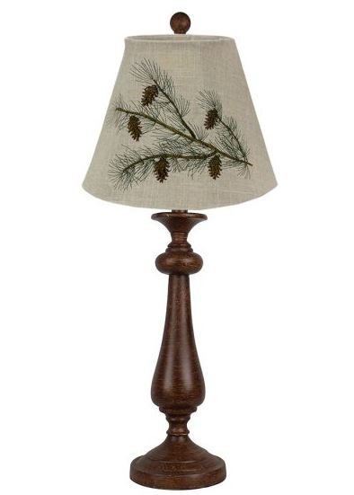 Brown Candlestick Forest Pinecone Tree Shade Table Lamp - Tuesday Morning-Table Lamps