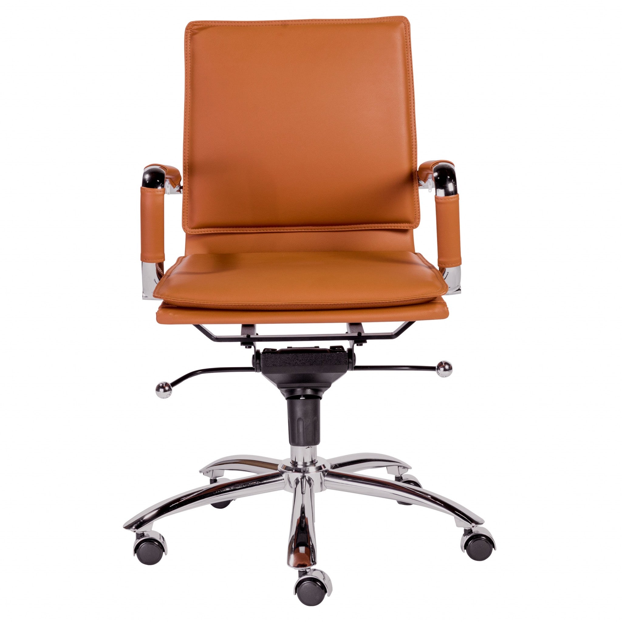 Brown Faux Leather Seat Swivel Adjustable Task Chair Leather Back Steel Frame - Tuesday Morning-Office Chairs