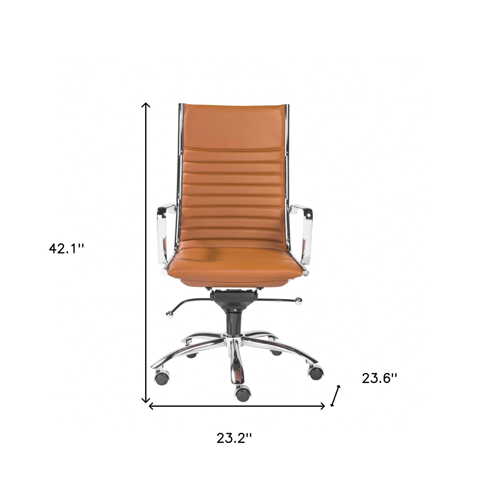 Brown Faux Leather Seat Swivel Adjustable Task Chair Leather Back Steel Frame - Tuesday Morning-Office Chairs