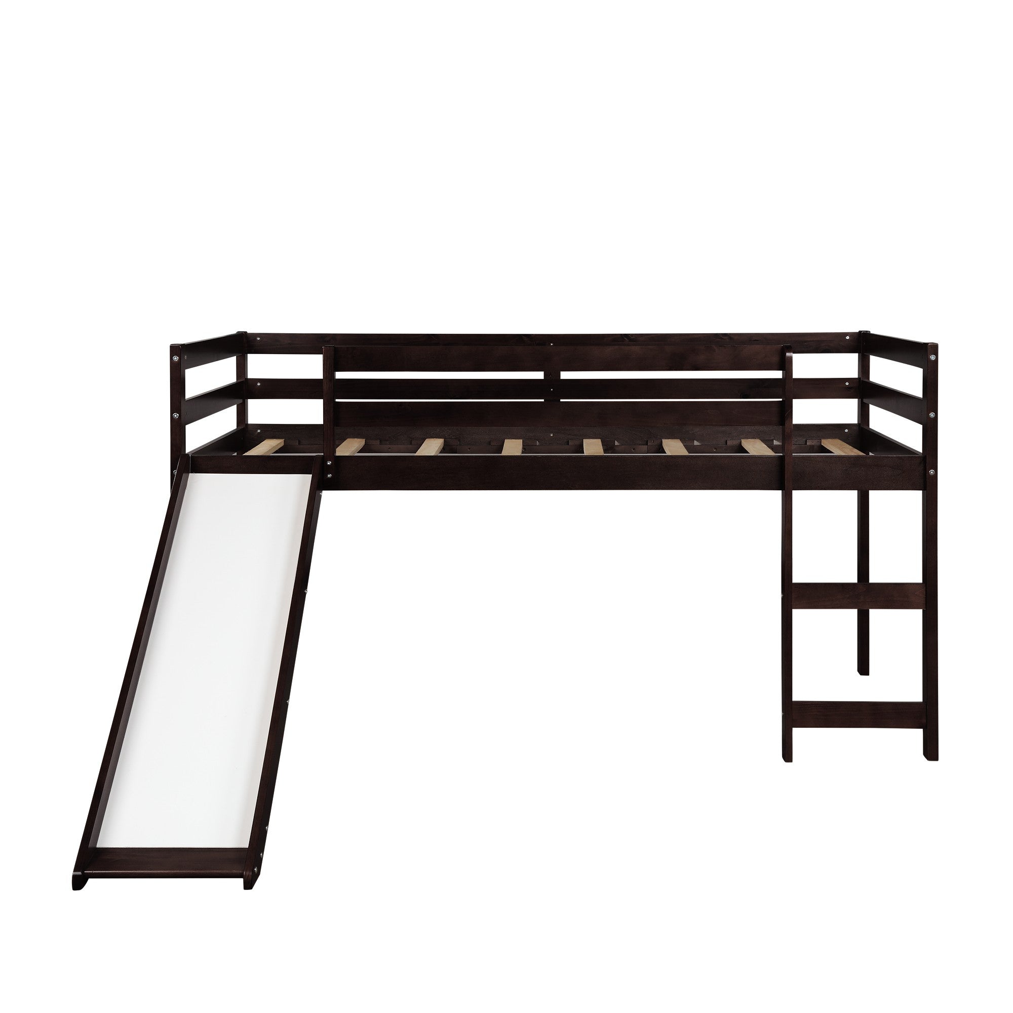 Brown Low Loft Bed With Slide - Tuesday Morning-Loft Beds