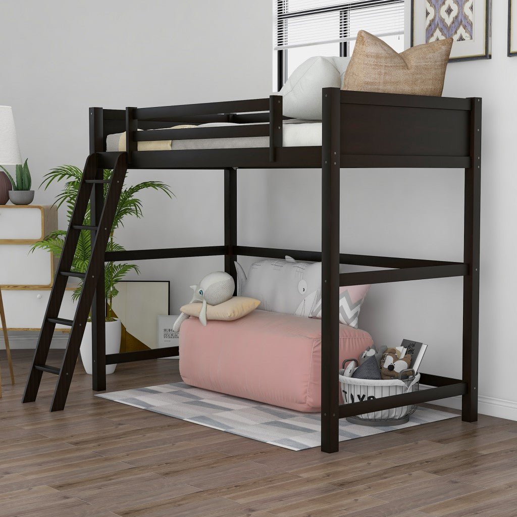 Brown-Twin-Size-Hight-Loft-Bed-Beds-&-Bed-Frames
