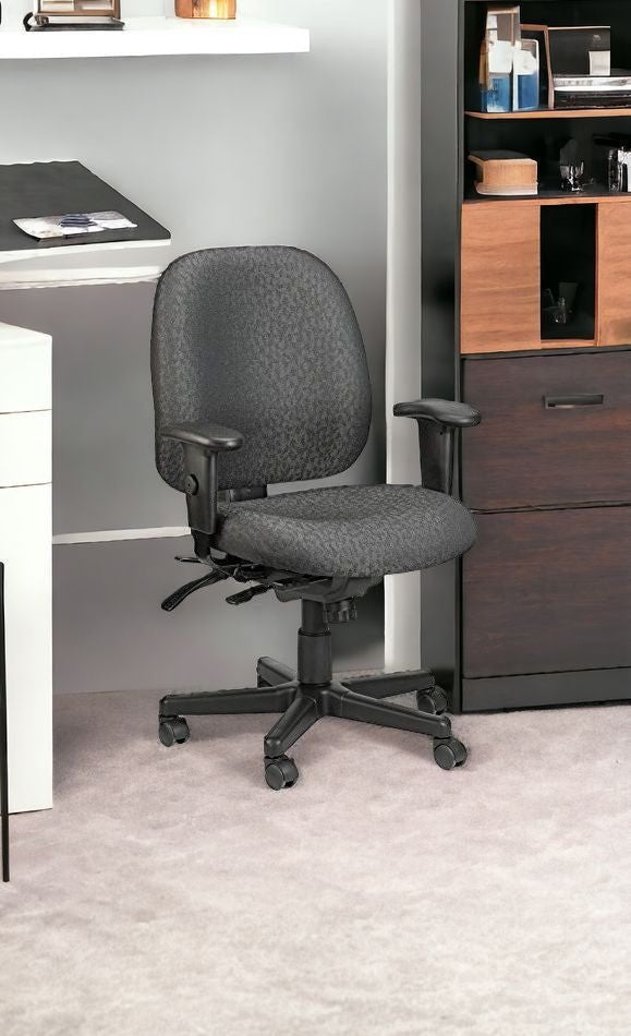 Charcoal Adjustable Swivel Fabric Rolling Office Chair - Tuesday Morning-Office Chairs