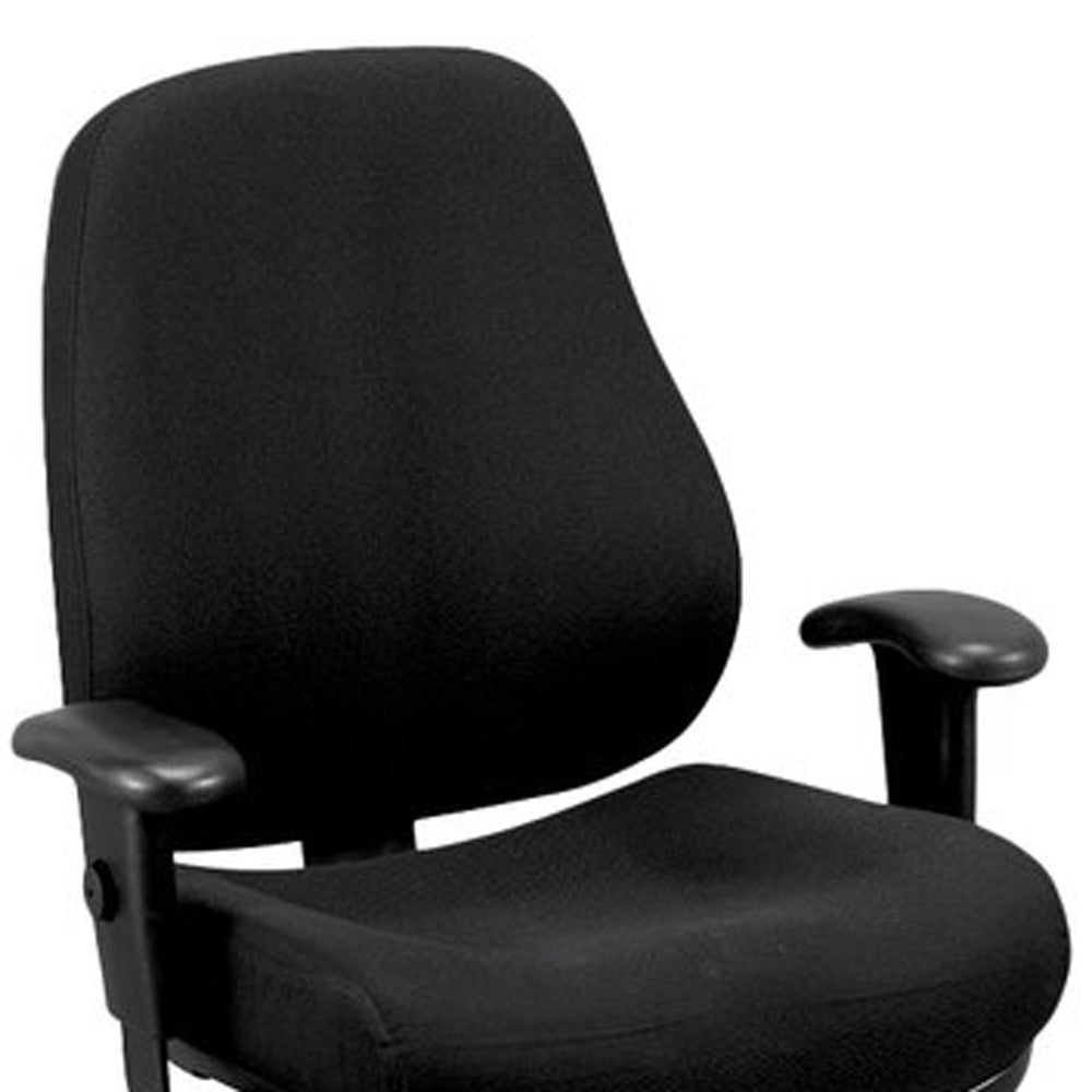 Charcoal and Black Adjustable Swivel Fabric Rolling Office Chair - Tuesday Morning-Office Chairs