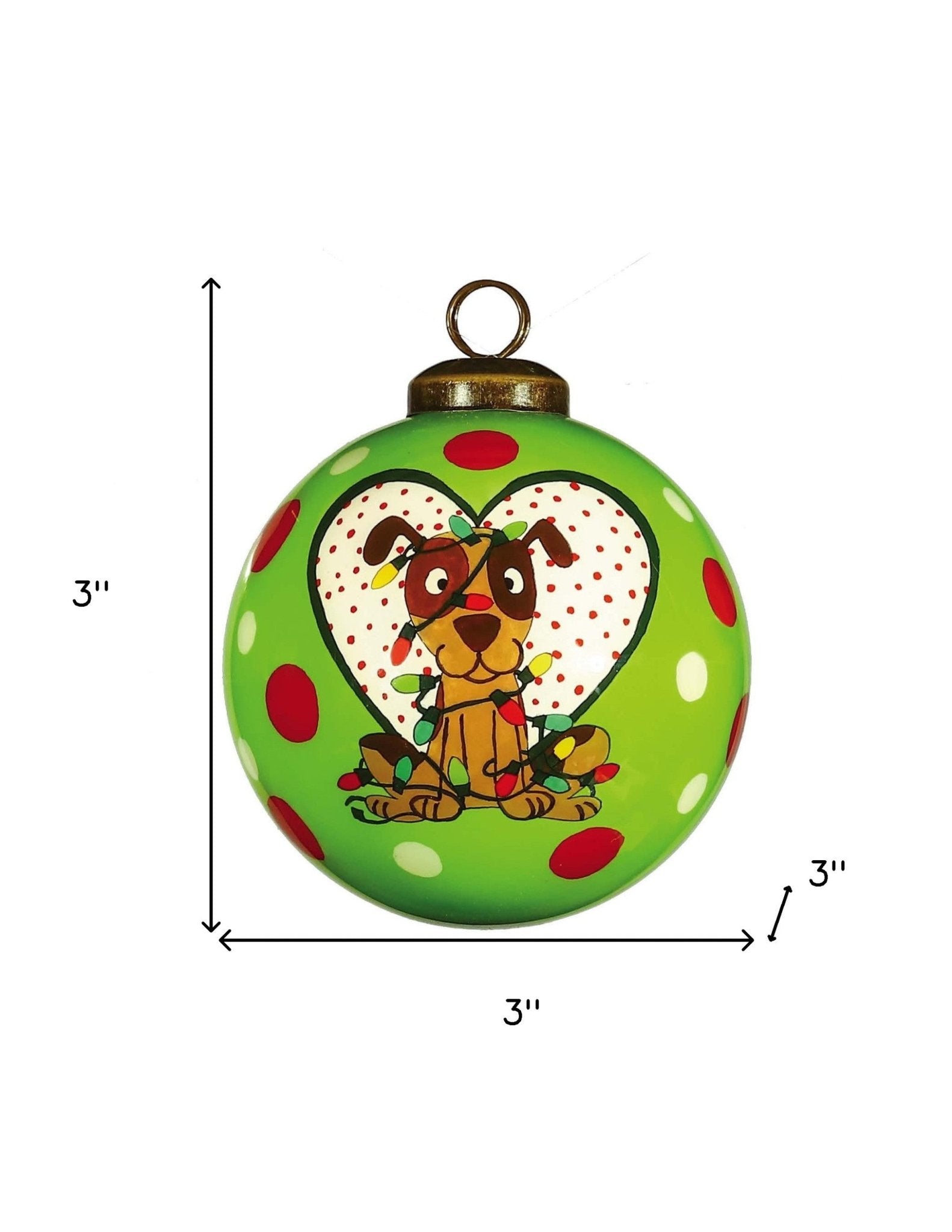 Charming Dog in a Heart Hand Painted Mouth Blown Glass Ornament - Tuesday Morning-Christmas Ornaments