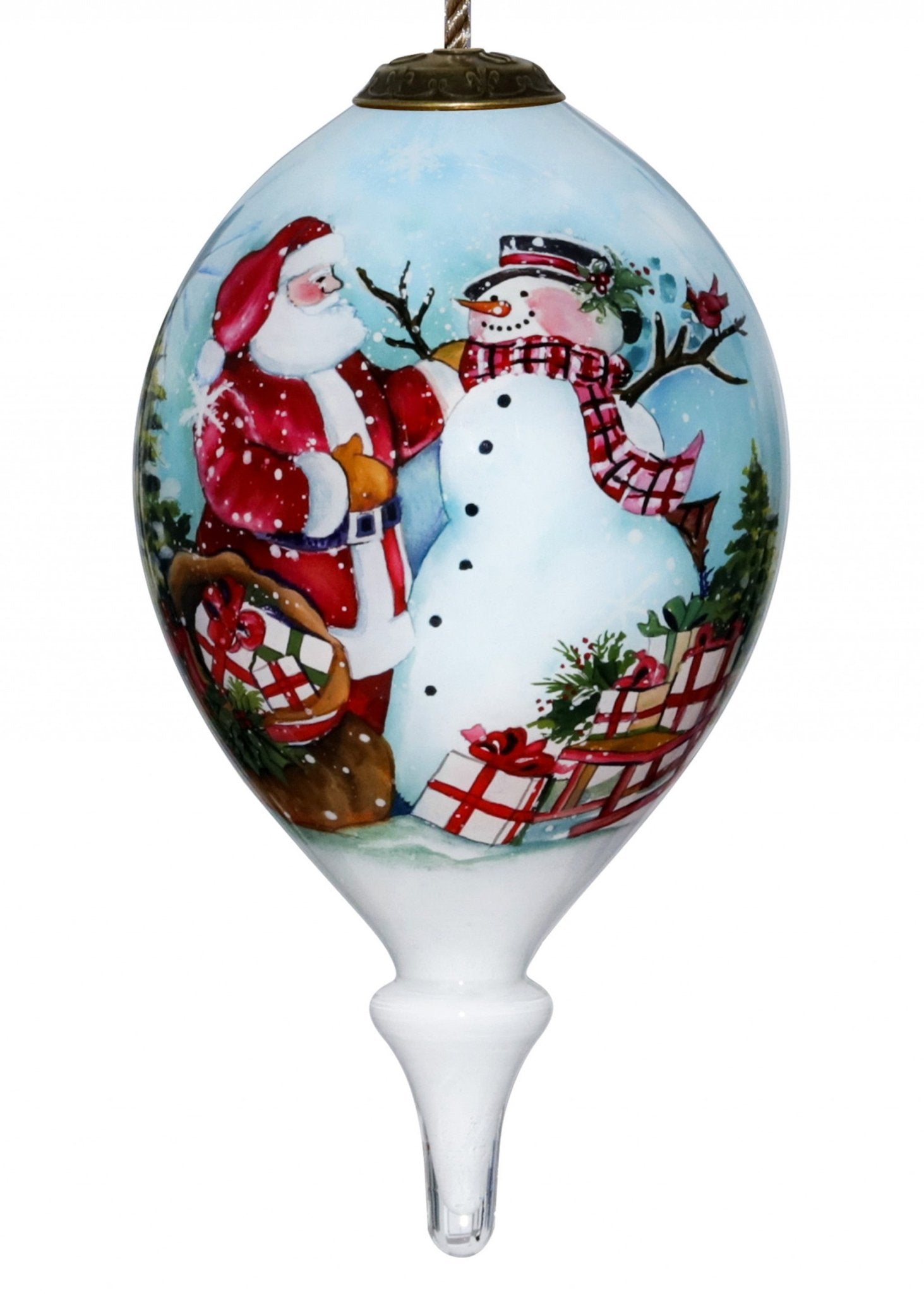 Christmas-Santa-and-Snowman-Hand-Painted-Mouth-Blown-Glass-Ornament-Christmas-Ornaments