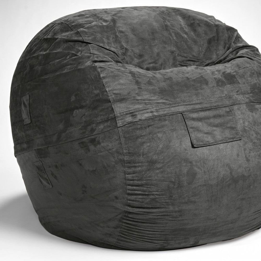 Classic Cozy Dark Gray Bean Bag Chair - Tuesday Morning-Floor Chairs