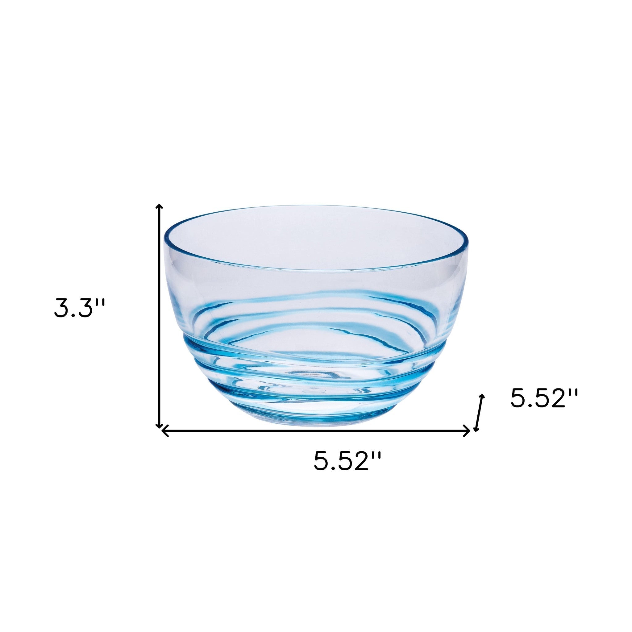 Clear and Blue Four Piece Swirl Acrylic Service For Four Bowl Set - Tuesday Morning-Dinnerware
