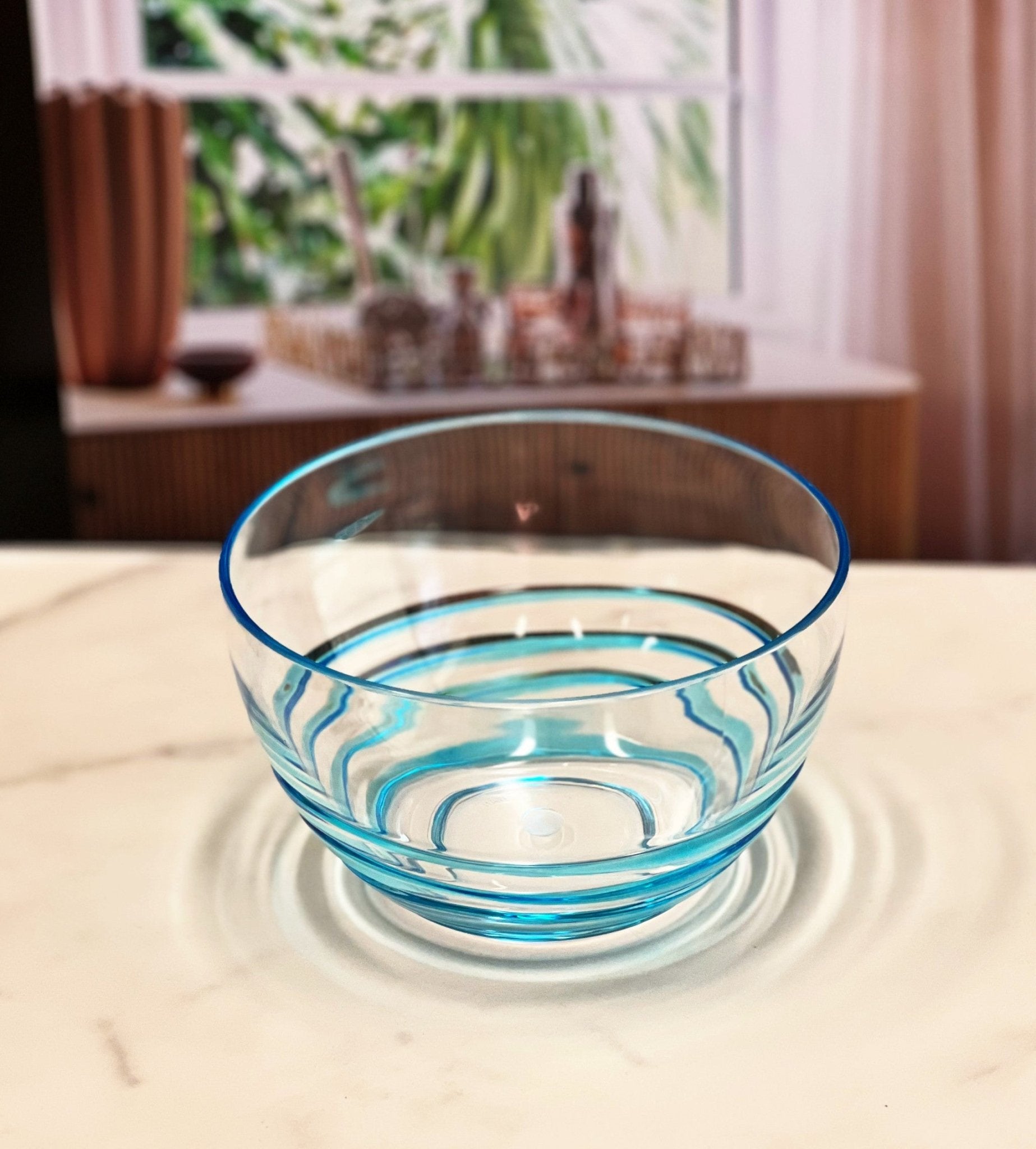 Clear and Blue Four Piece Swirl Acrylic Service For Four Bowl Set - Tuesday Morning-Dinnerware