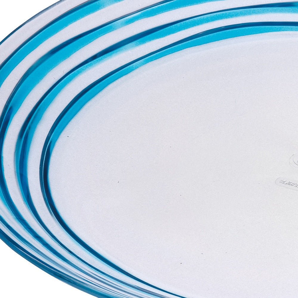 Clear and Blue Four Piece Swirl Acrylic Service For Four Dinner Plate Set - Tuesday Morning-Dinnerware