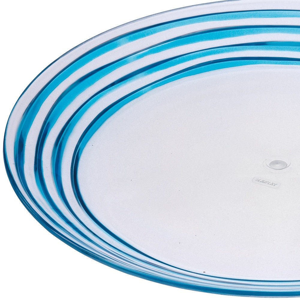 Clear and Blue Four Piece Swirl Acrylic Service For Four Dinner Plate Set - Tuesday Morning-Dinnerware