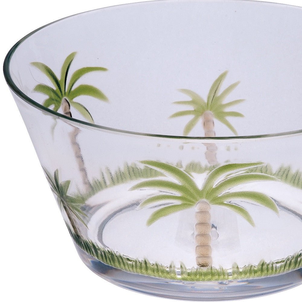 Clear and Green Four Piece Palm Tree Acrylic Service For Four Bowl Set - Tuesday Morning-Dinnerware