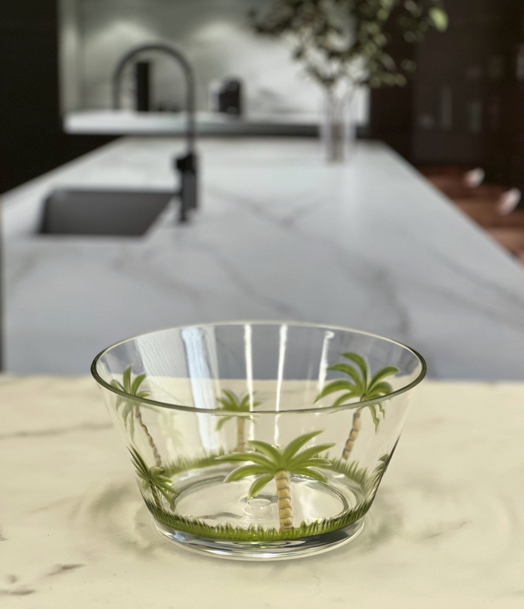 Clear and Green Four Piece Palm Tree Acrylic Service For Four Bowl Set - Tuesday Morning-Dinnerware