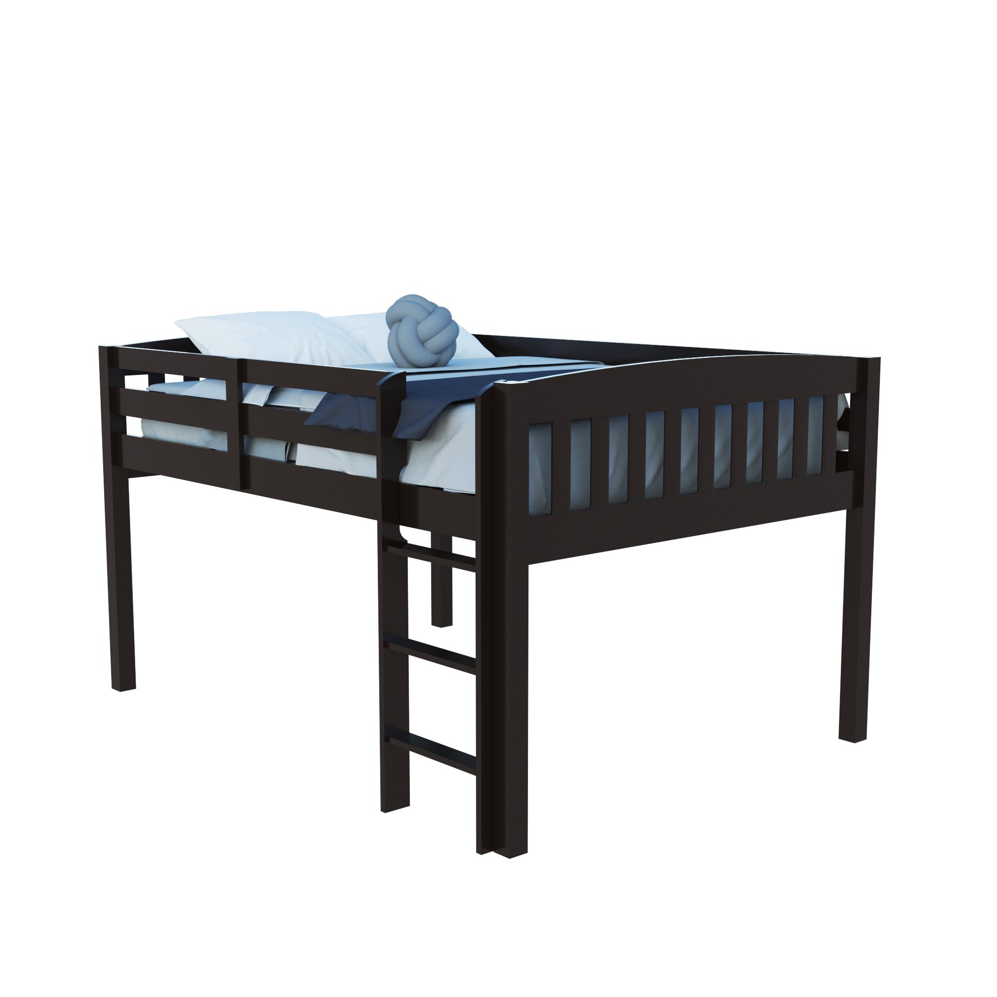 Dark Brown Solid Wood Full Double Size Loft Bed - Tuesday Morning-Loft Beds