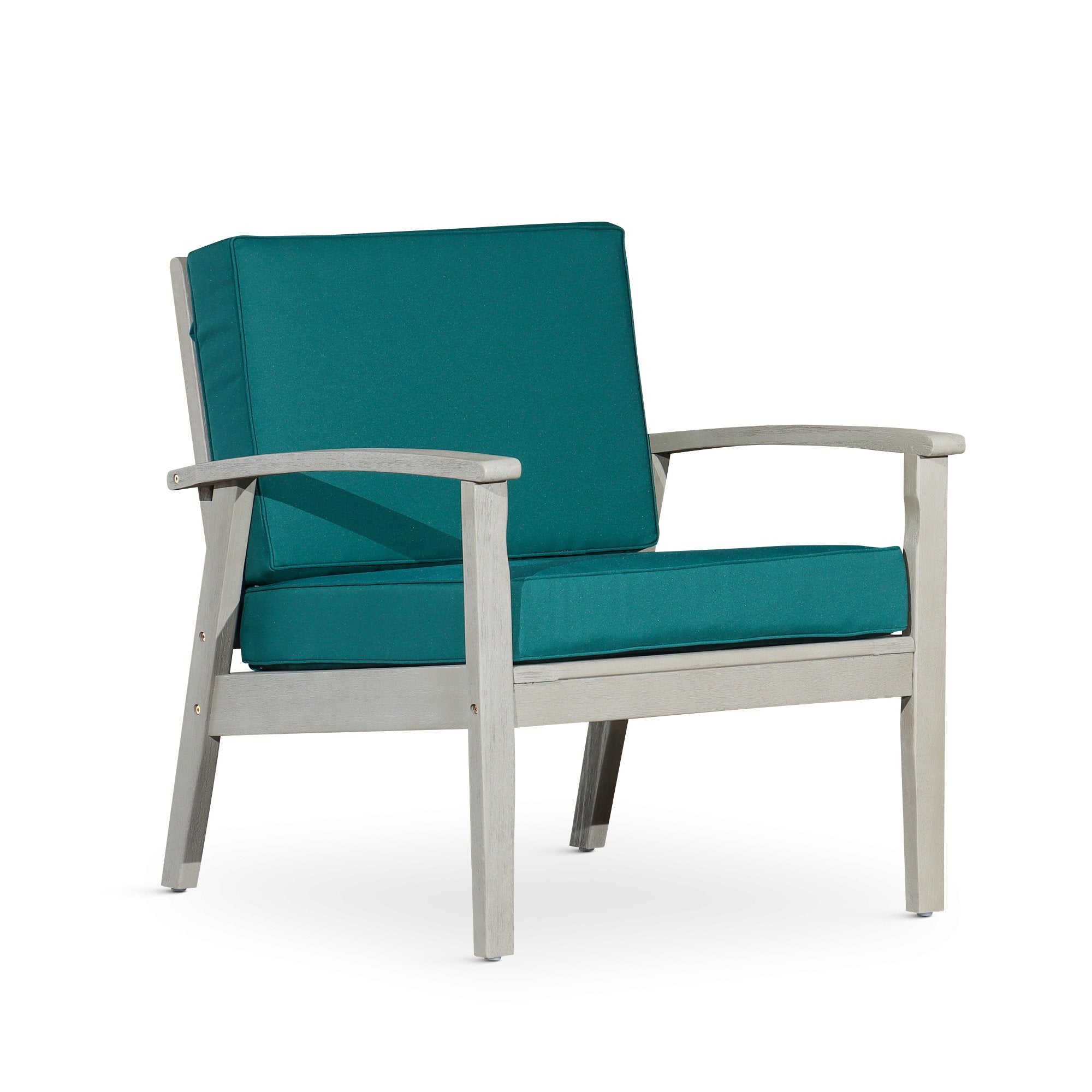 Deep-Seat-Outdoor-Chair,-Driftwood-Gray-Finish,-Dark-Green-Cushions-Outdoor-Chairs