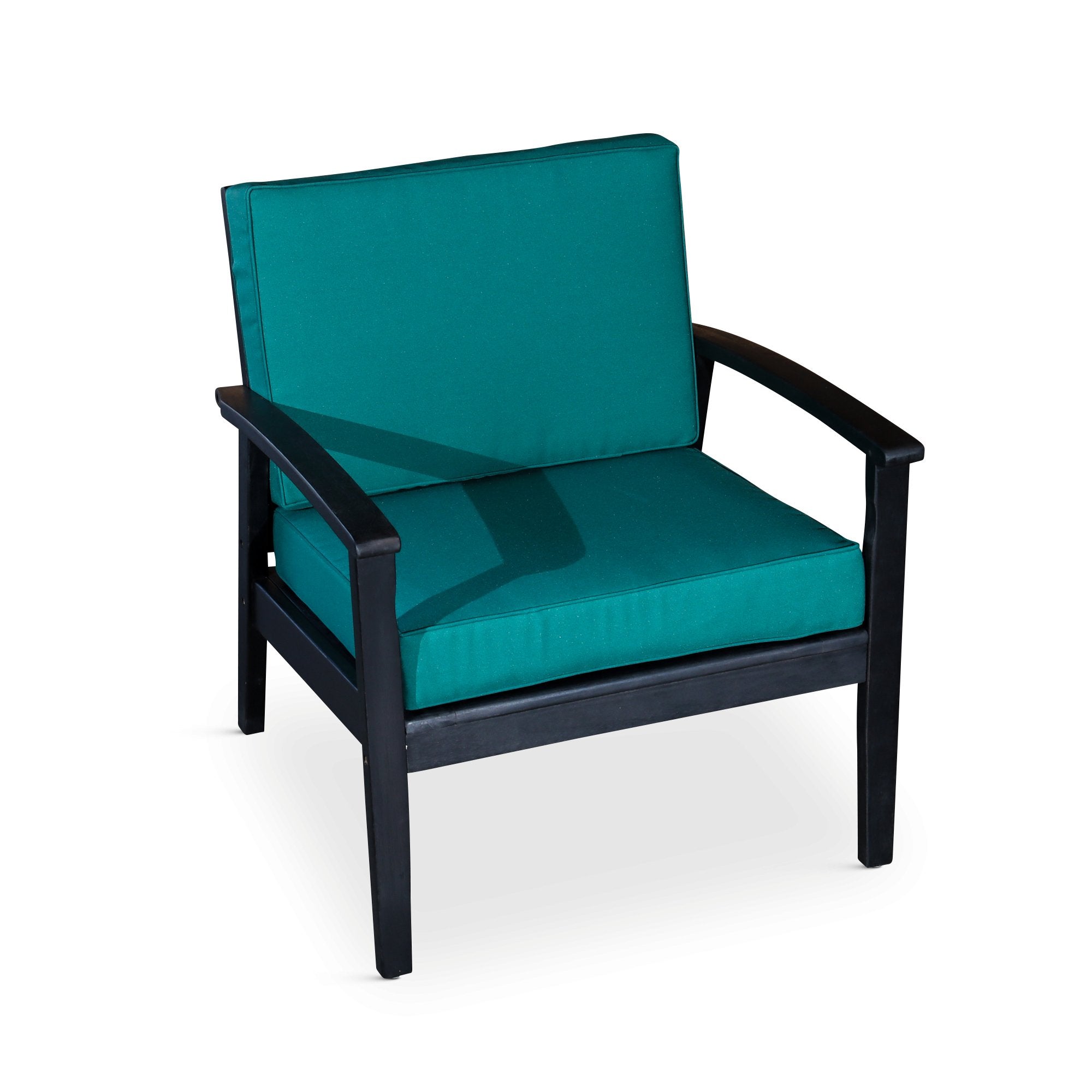 Deep Seat Outdoor Chair, Espresso Finish, Dark Green Cushions - Tuesday Morning-Chairs & Seating