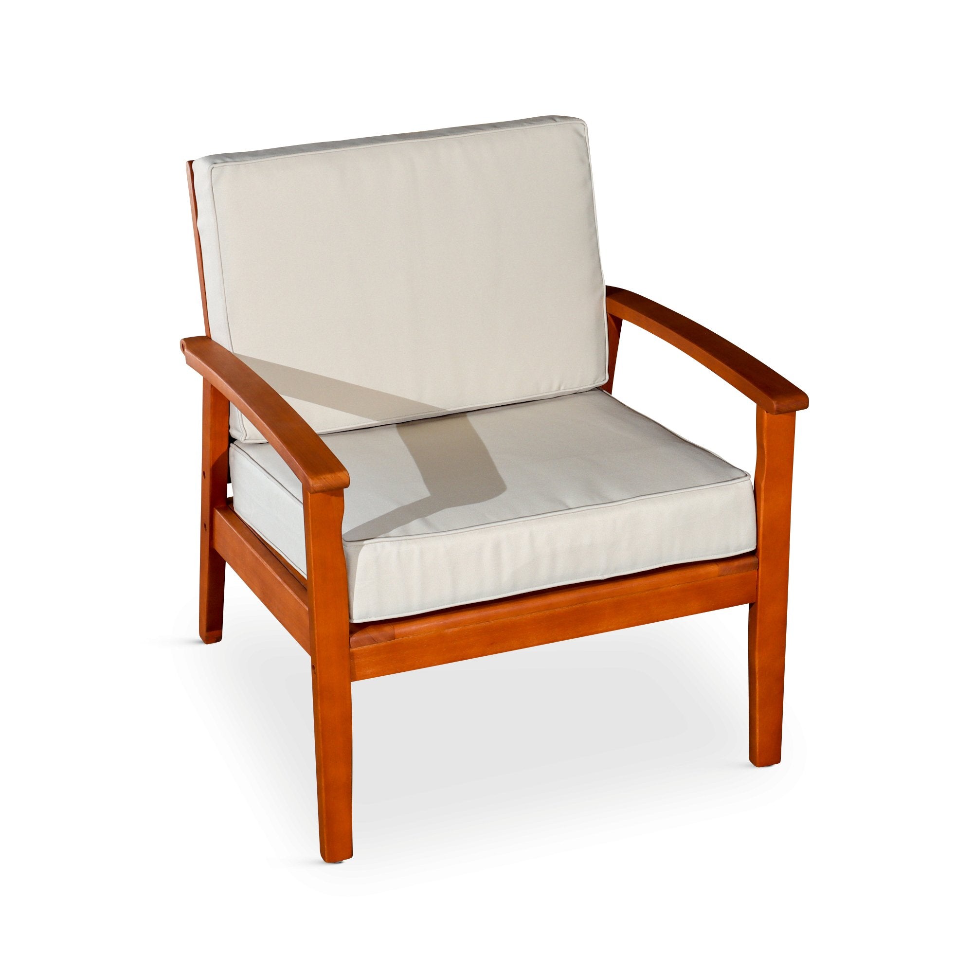 Deep Seat Outdoor Chair, Natural Oil Finish, Sand Cushion - Tuesday Morning-Chairs & Seating