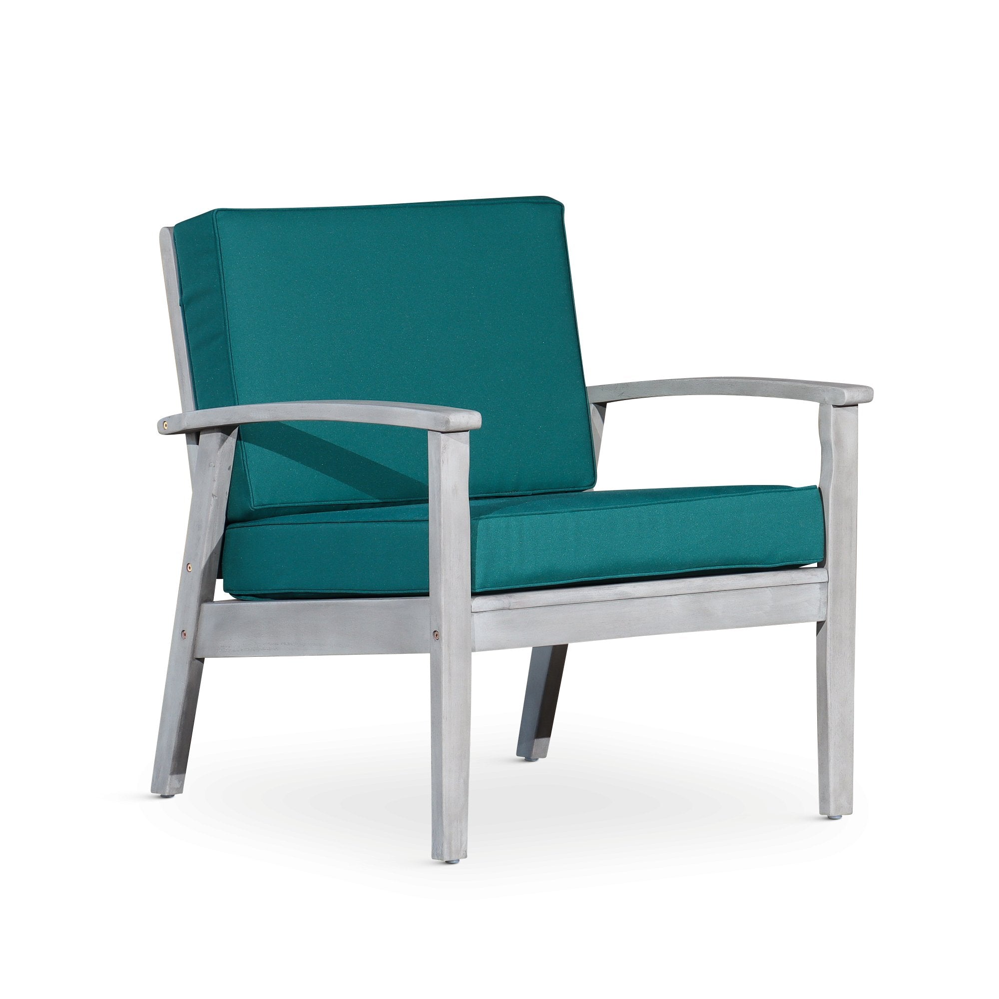 Deep-Seat-Outdoor-Chair,-Silver-Gray-Finish,-Dark-Green-Cushion-Outdoor-Chairs