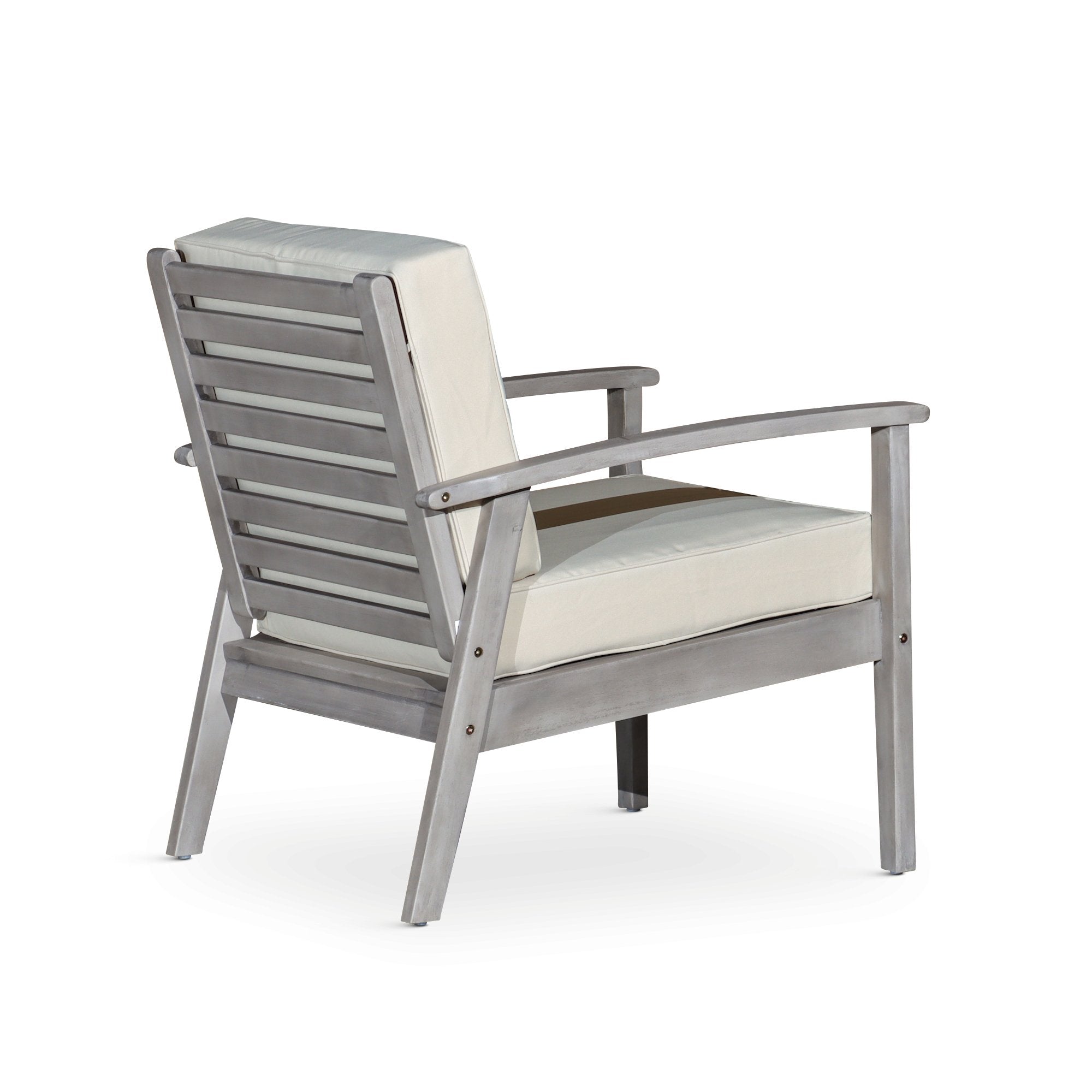 Deep Seat Outdoor Chair, Silver Gray Finish, Sand Cushions - Tuesday Morning-Chairs & Seating