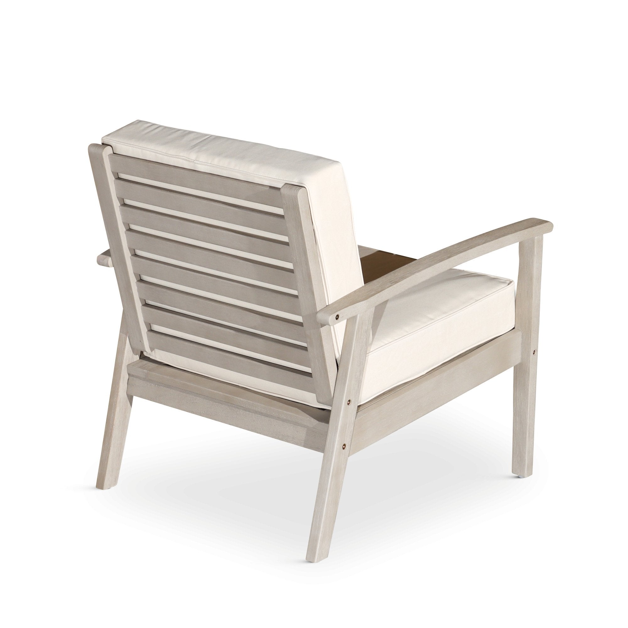 Deep Seat Outdoor Chair, Silver Gray Finish, Sand Cushions - Tuesday Morning-Chairs & Seating