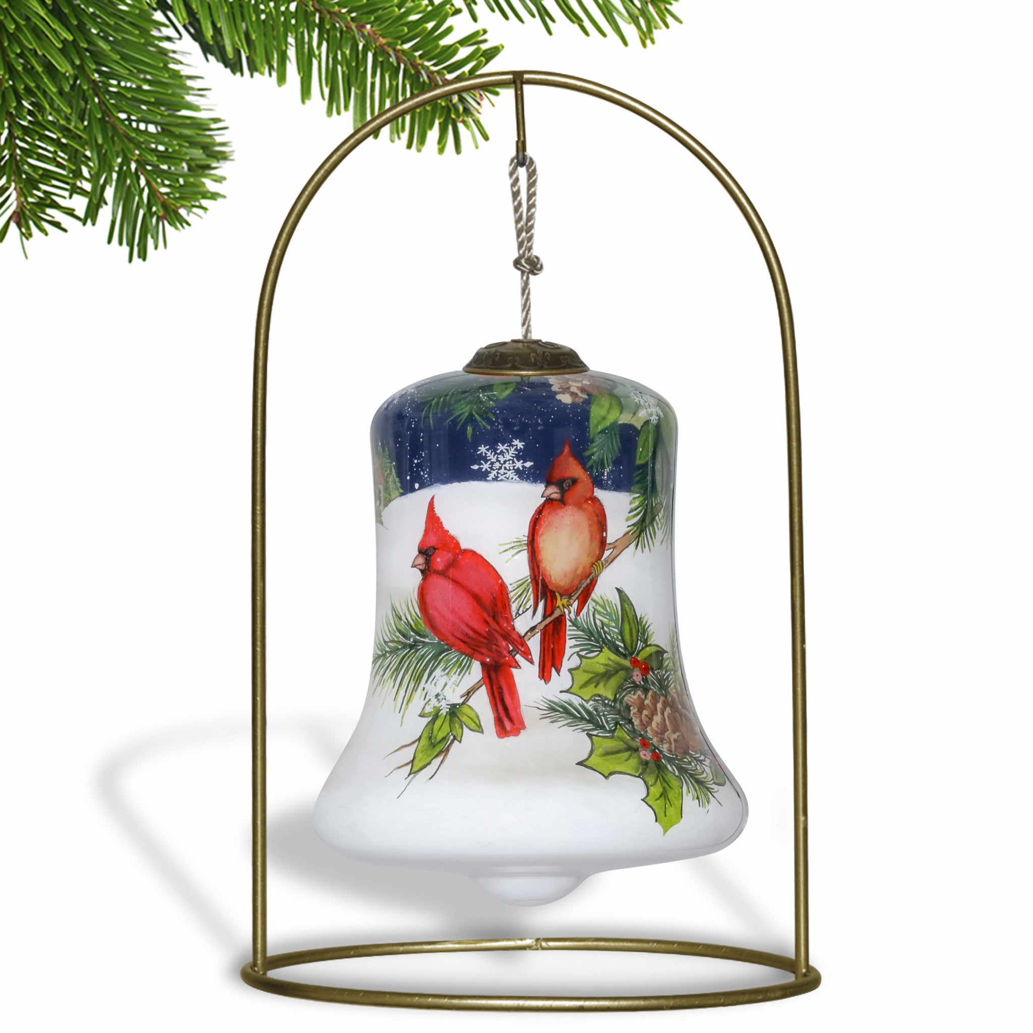 Dual-Cardinals-Hand-Painted-Mouth-Blown-Glass-Ornament-Christmas-Ornaments