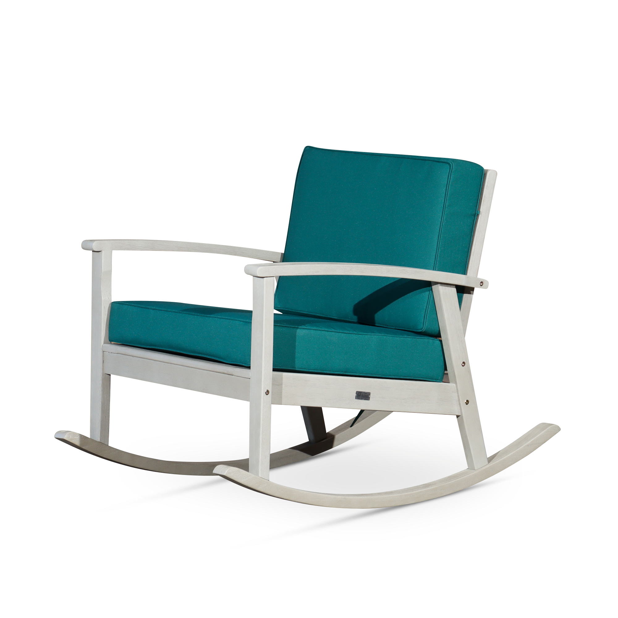 Outdoor-Rocking-Chair-with-Cushions,-Driftwood-Gray-Finish,-Dark-Green-Cushions-Outdoor-Chairs
