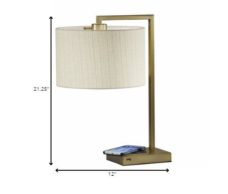 Enhanced Tech Charging Brushed Steel Metal Table Lamp - Tuesday Morning-Table Lamps
