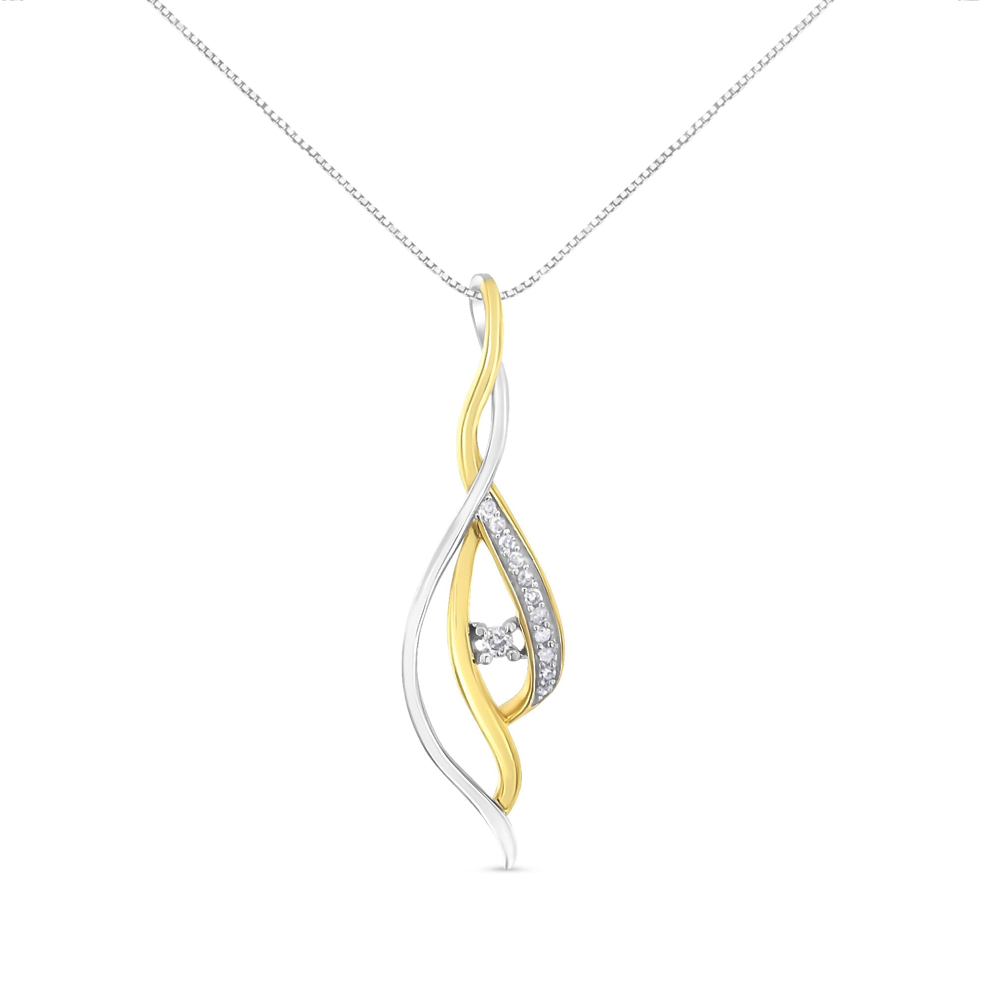 Espira-10K-Two-Tone-Gold-Round-Cut-Diamond-Cascade-Pendant-Necklace-(1/10-Cttw,-J-K-Color,-I2-I3-Clarity)-Necklaces