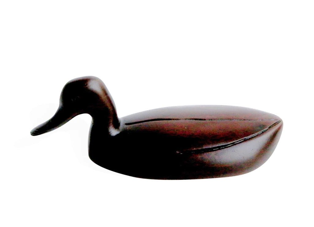 Espresso-Solid-Teak-Wood-Handmade-Duck-Sculpture-Sculptures-&-Statues