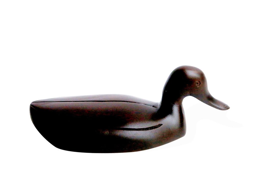 Espresso Solid Teak Wood Handmade Duck Sculpture - Tuesday Morning-Sculptures