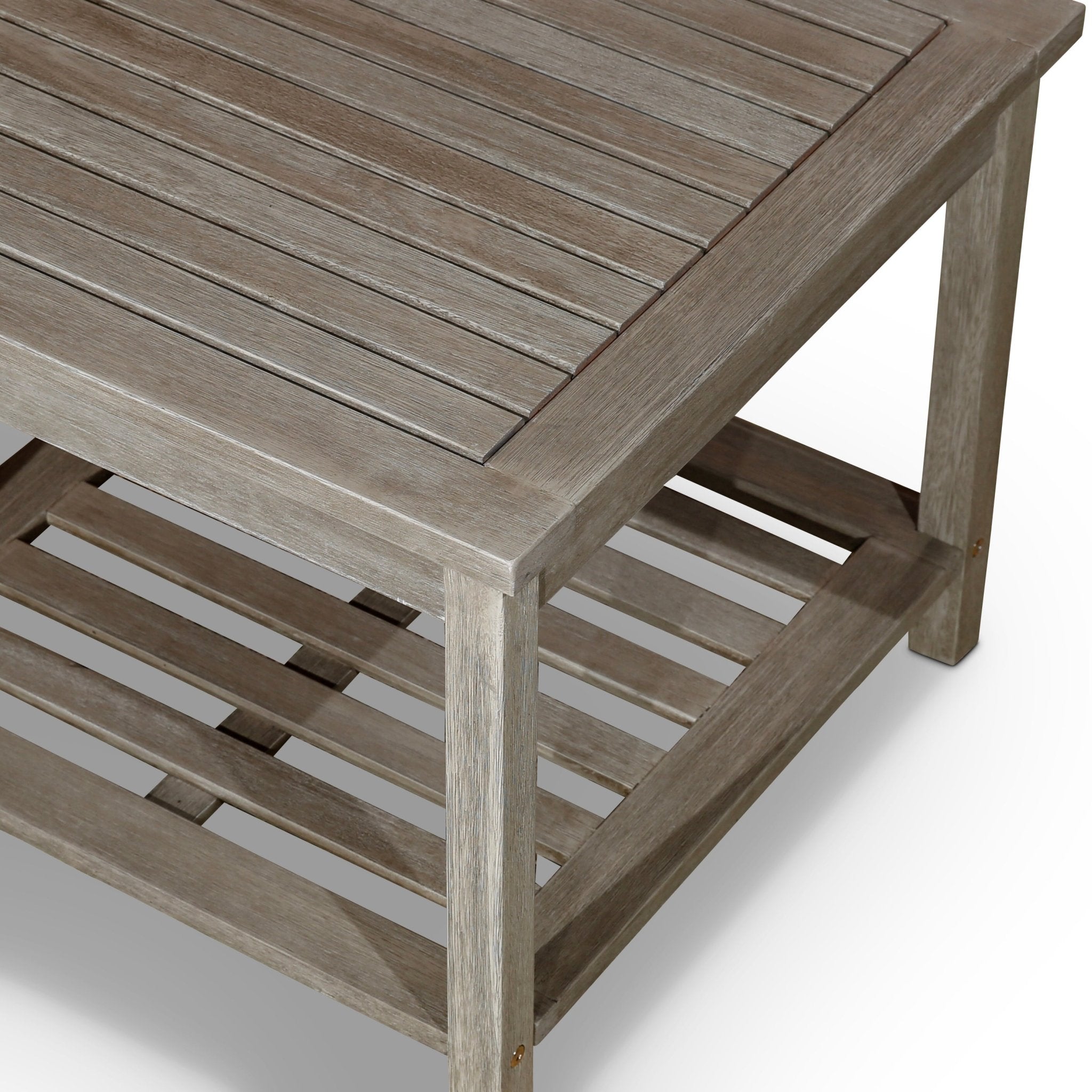 Eucalyptus Outdoor 2-shelf Side Table, Light Grey - Tuesday Morning-Tables