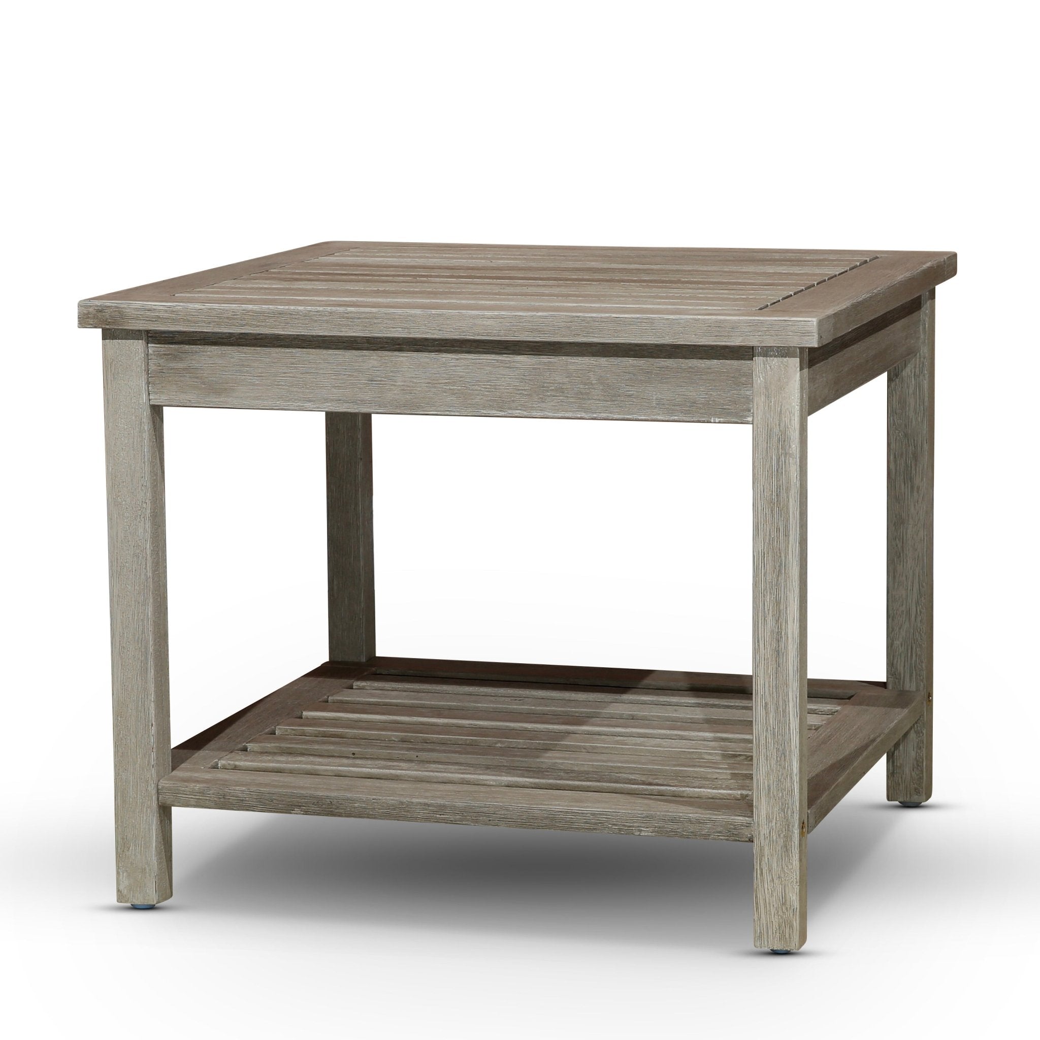 Eucalyptus Outdoor 2-shelf Side Table, Light Grey - Tuesday Morning-Tables