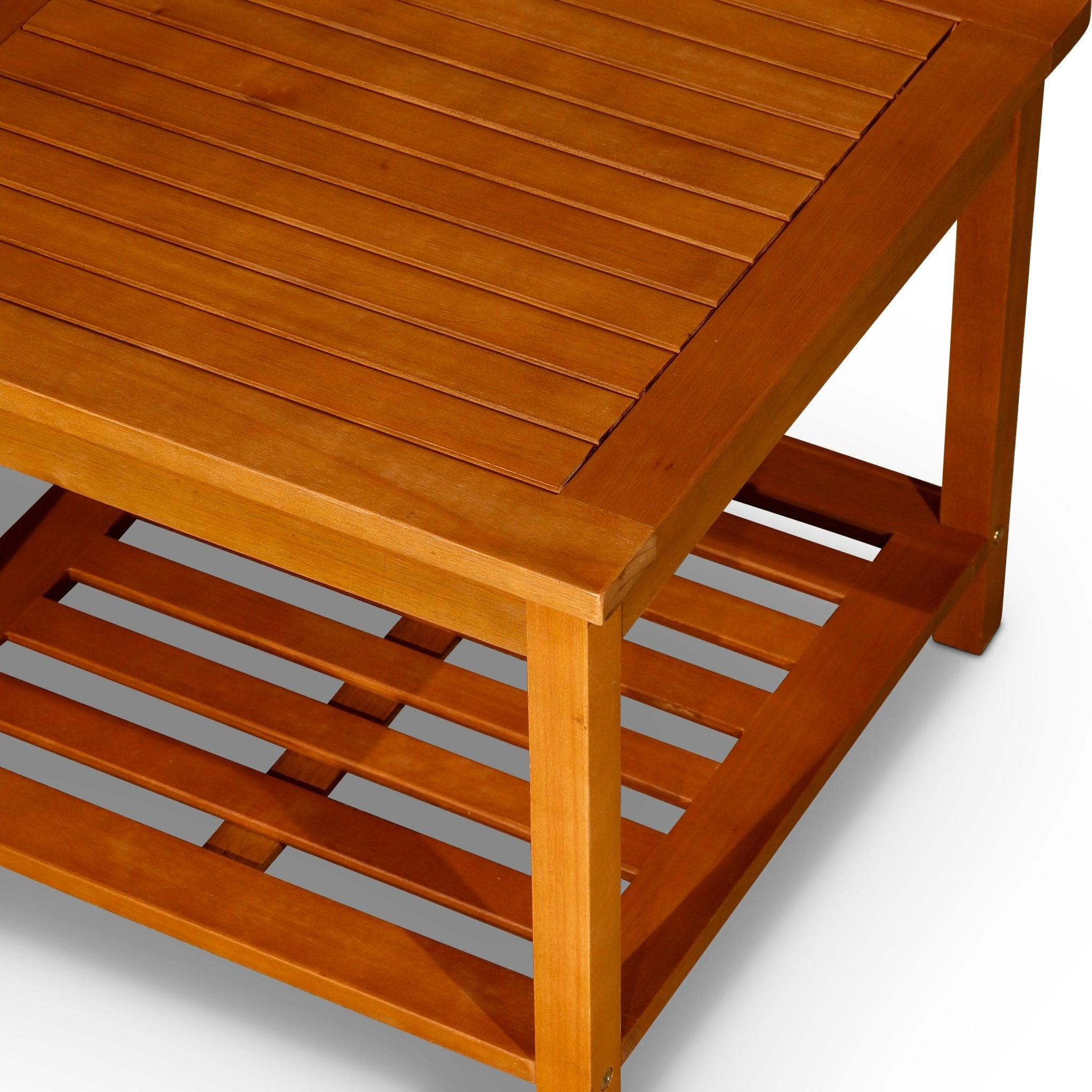 Eucalyptus Outdoor 2-shelf Side Table, Natural - Tuesday Morning-Tables