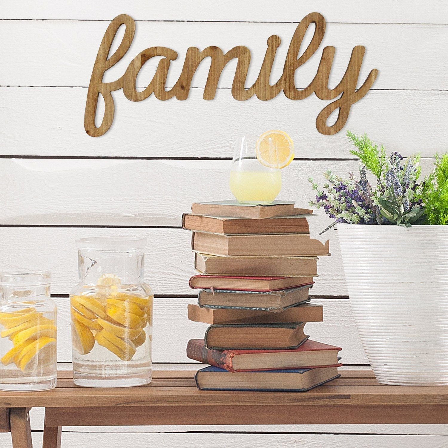 Family Life Natural Wood Script Wall Decor - Tuesday Morning-Sculptures