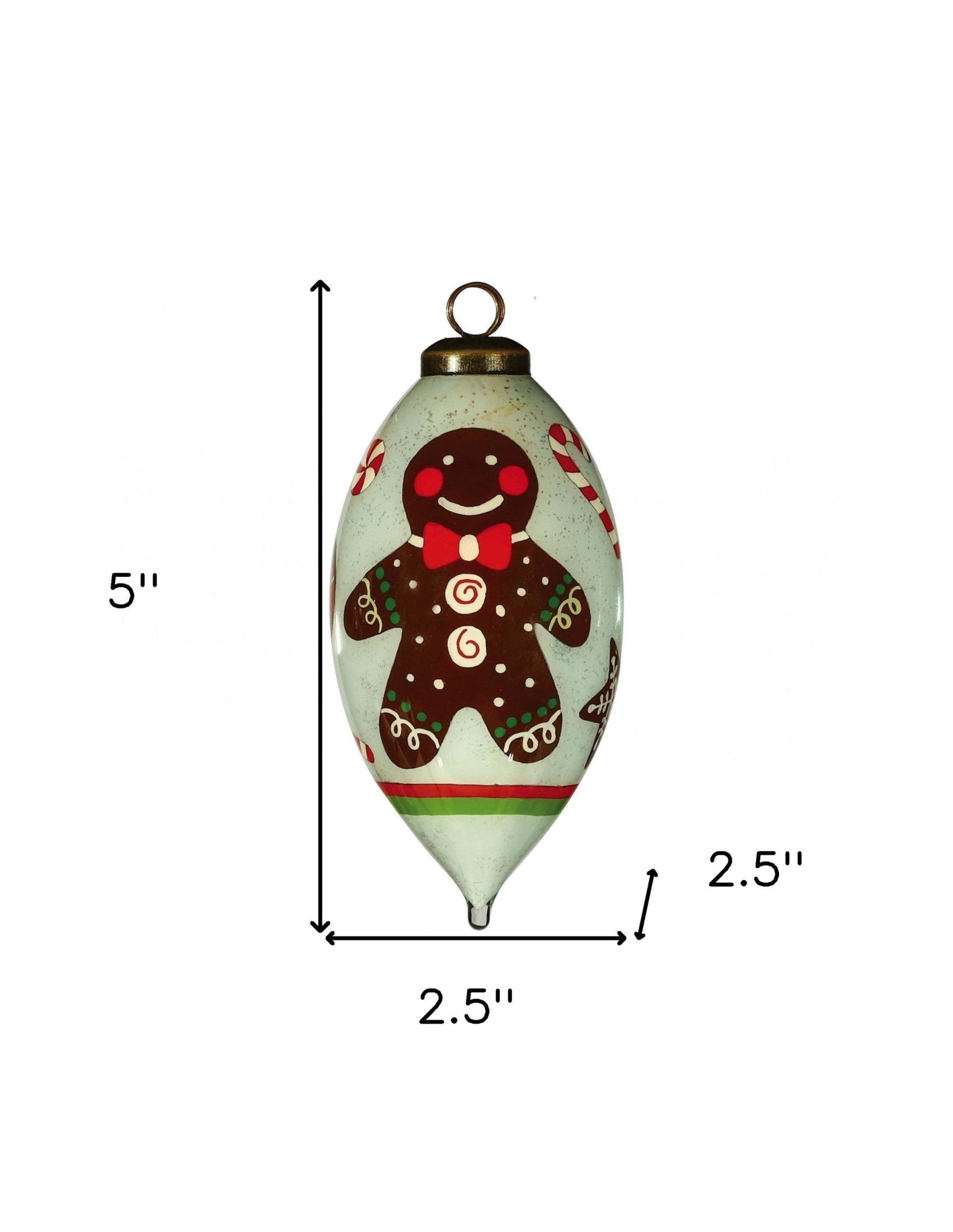 Festive Glitter Gingerbread Man Hand Painted Mouth Blown Glass Ornament - Tuesday Morning-Christmas Ornaments