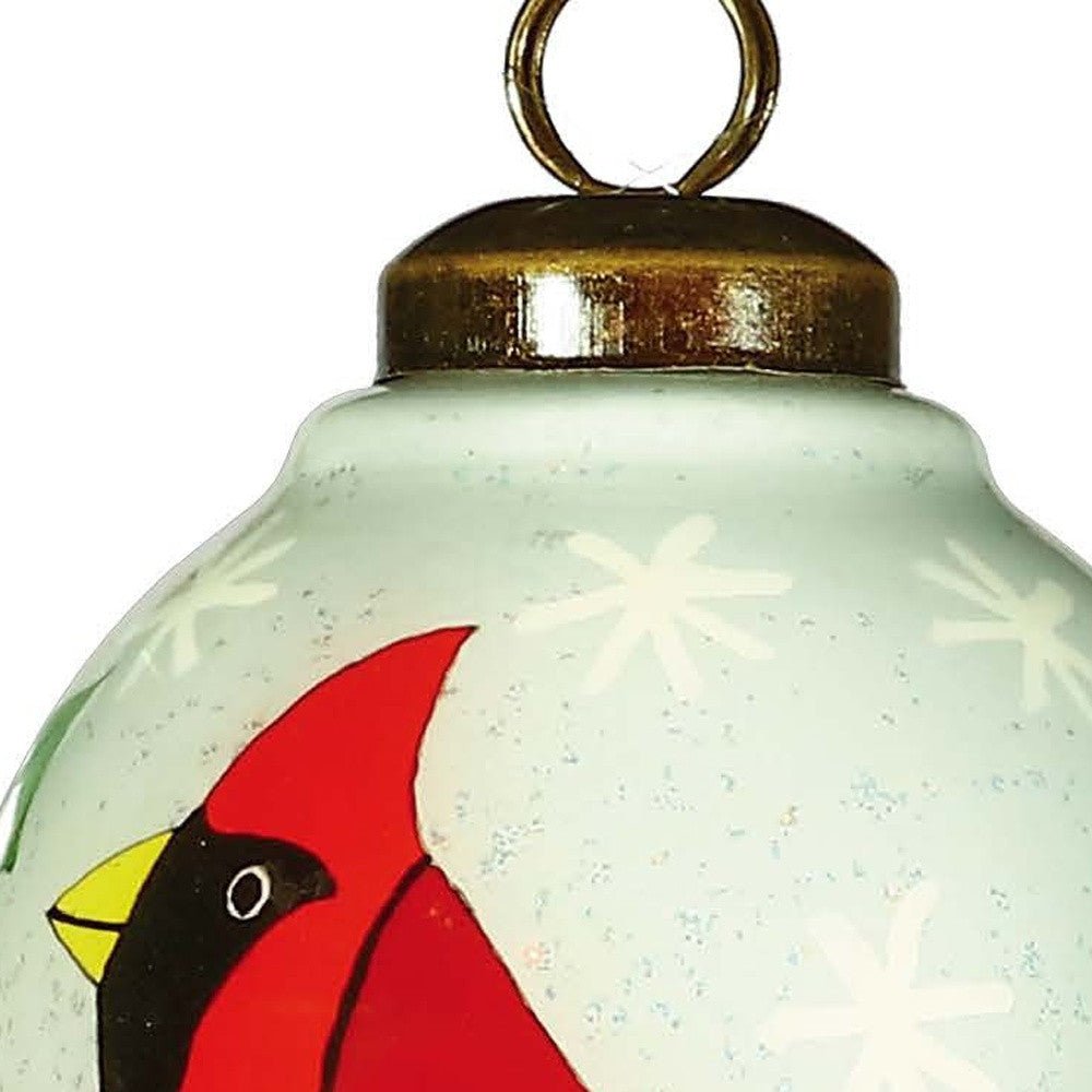 Festive Glitter Red Cardinal Hand Painted Mouth Blown Glass Ornament - Tuesday Morning-Christmas Ornaments