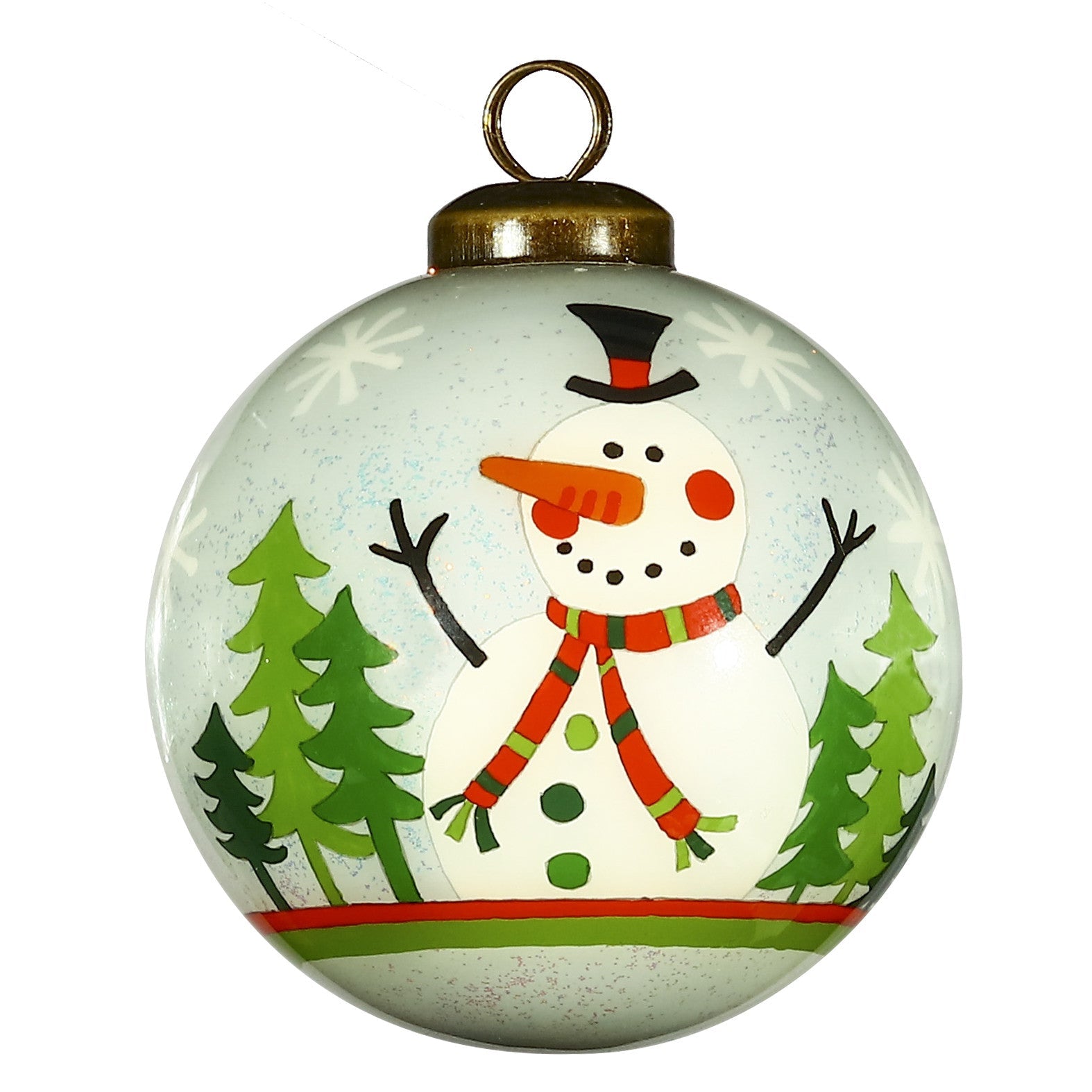 Festive-Glitter-Snowman-Hand-Painted-Mouth-Blown-Glass-Ornament-Christmas-Ornaments