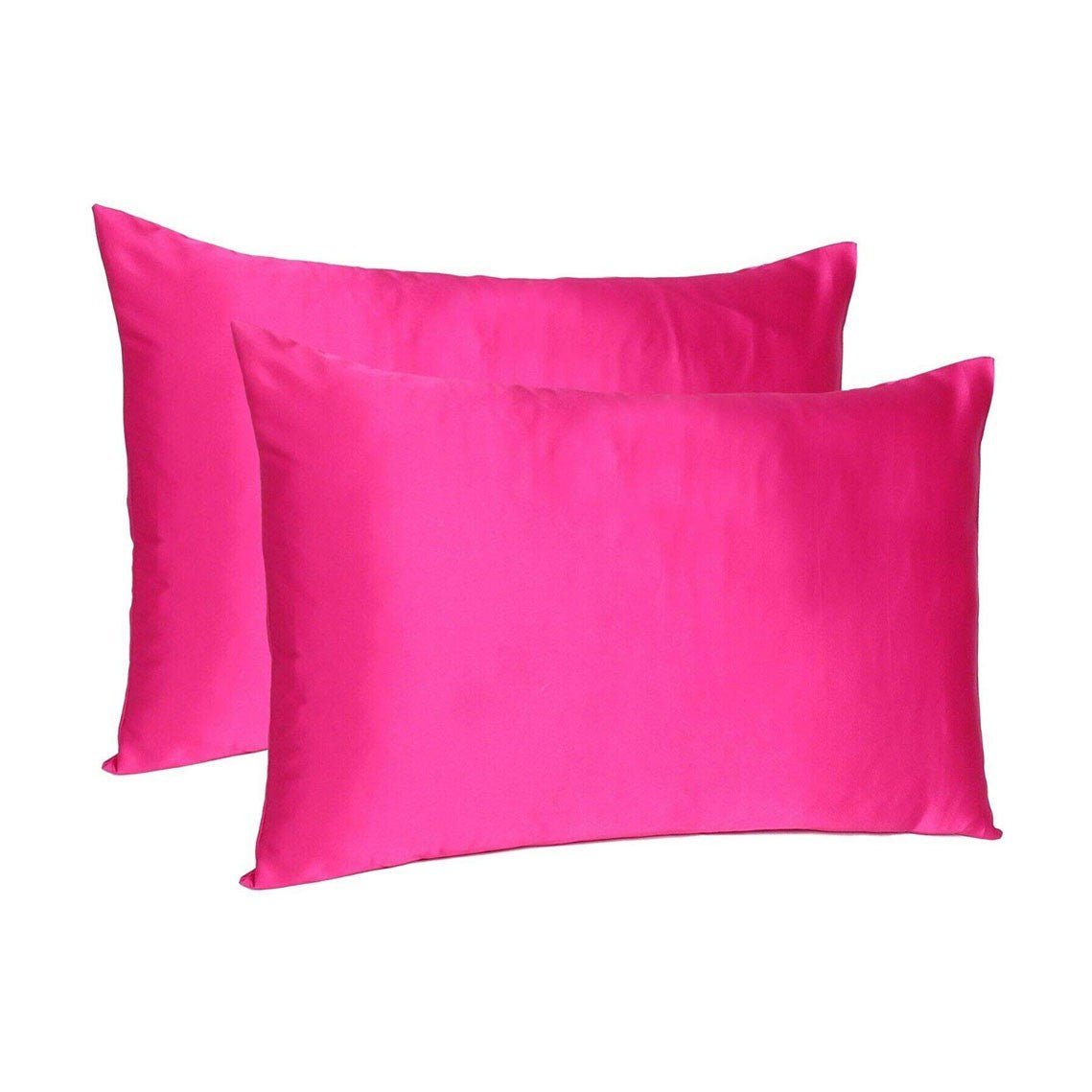 Fuchsia-Dreamy-Set-Of-2-Silky-Satin-King-Pillowcases-Bed-Sheets